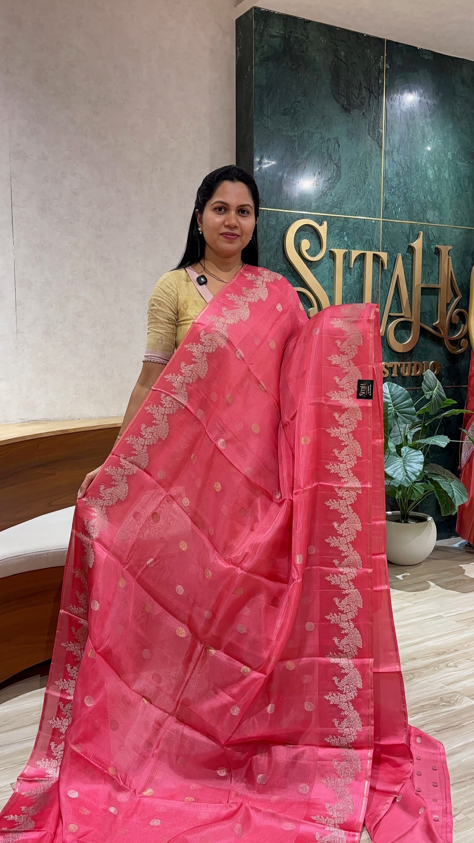 Kota saree peachish pink