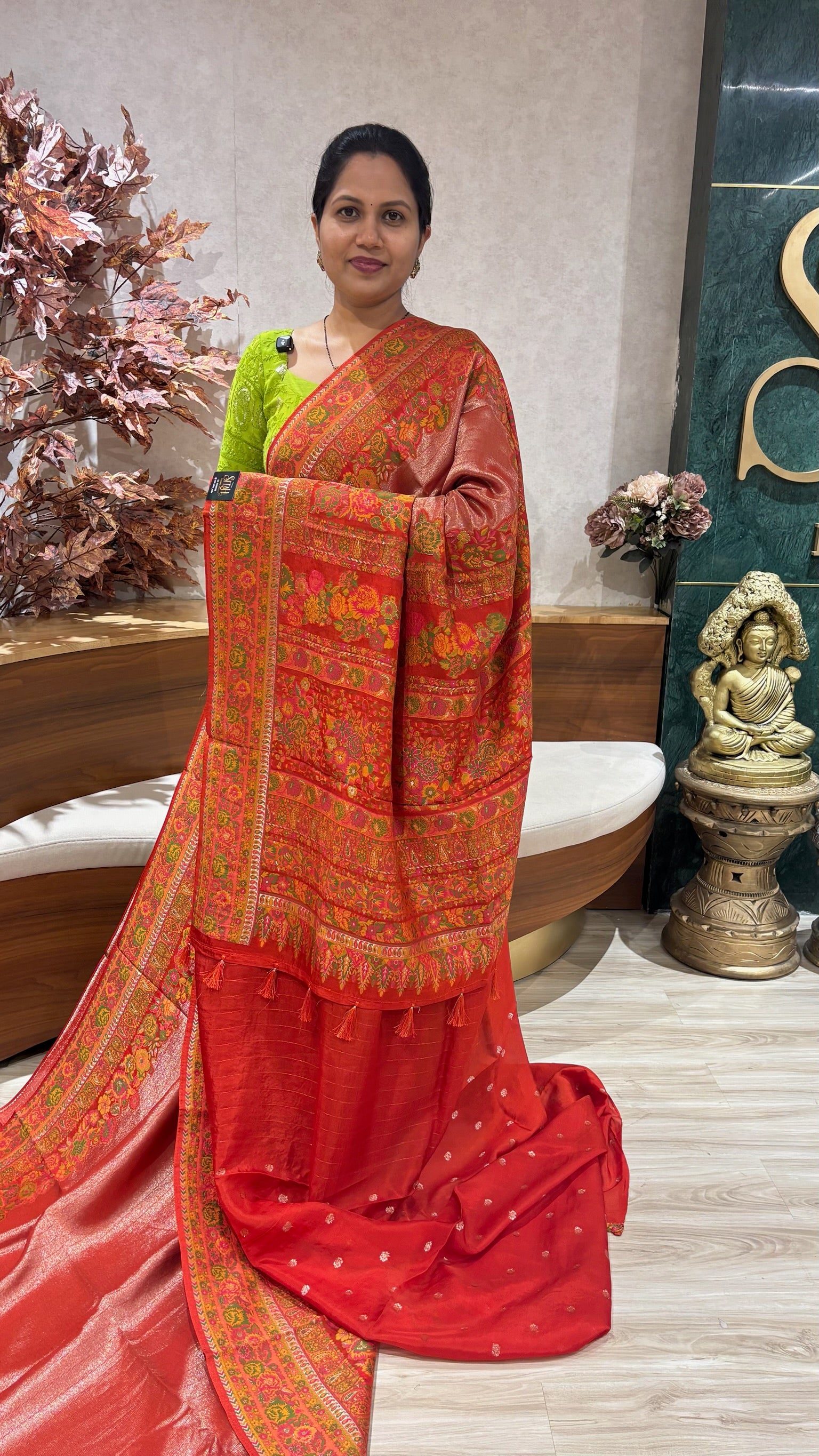 Tissue georgette meenakari