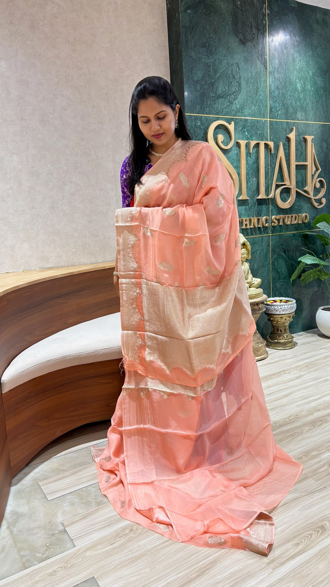 Crepe organza peach