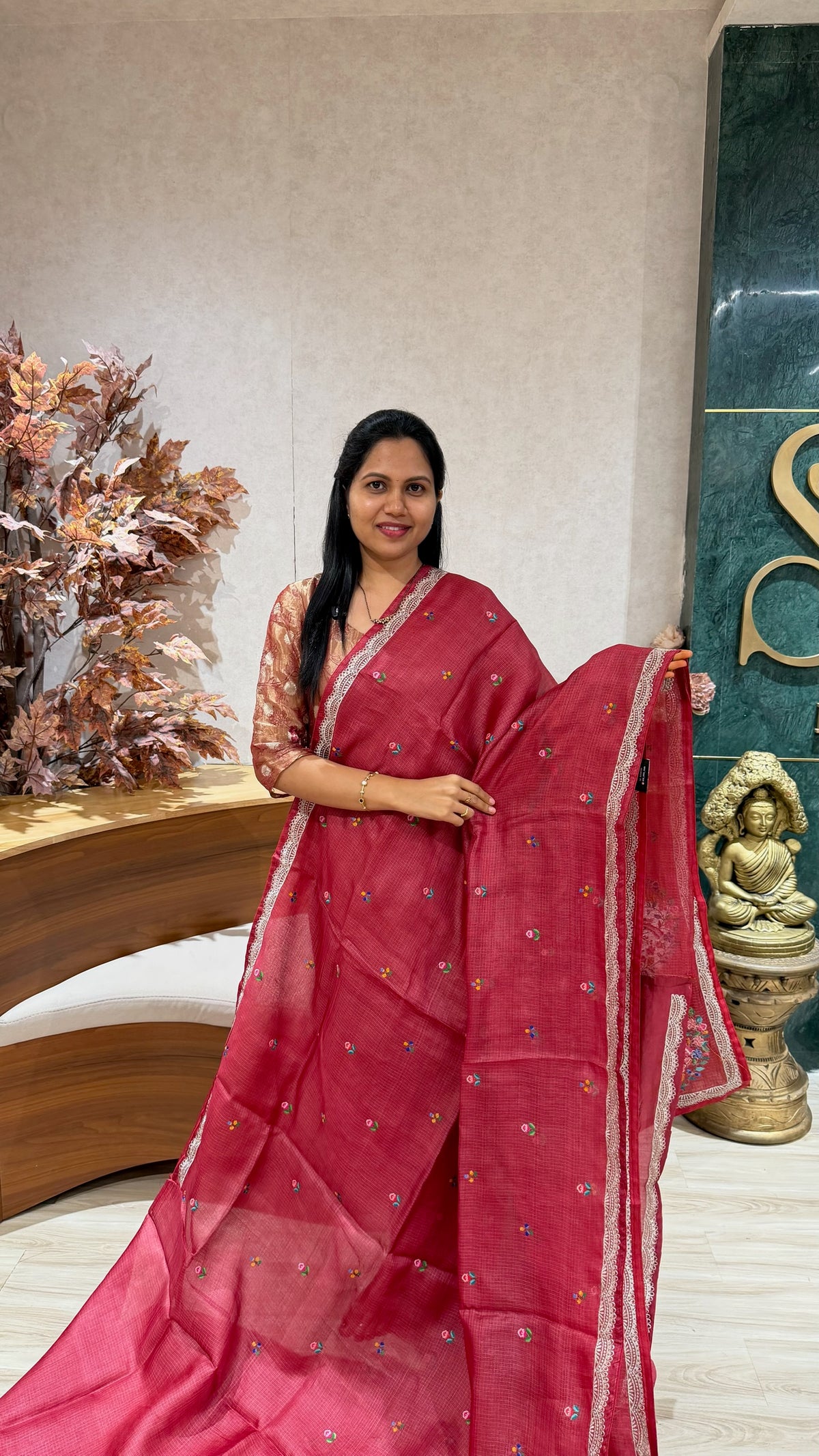 Tussar kota pettit embroidery