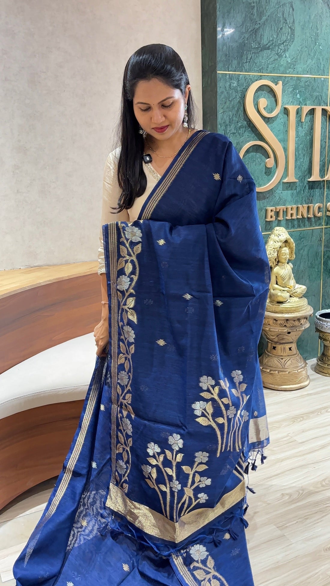 Linen Jamdani blue