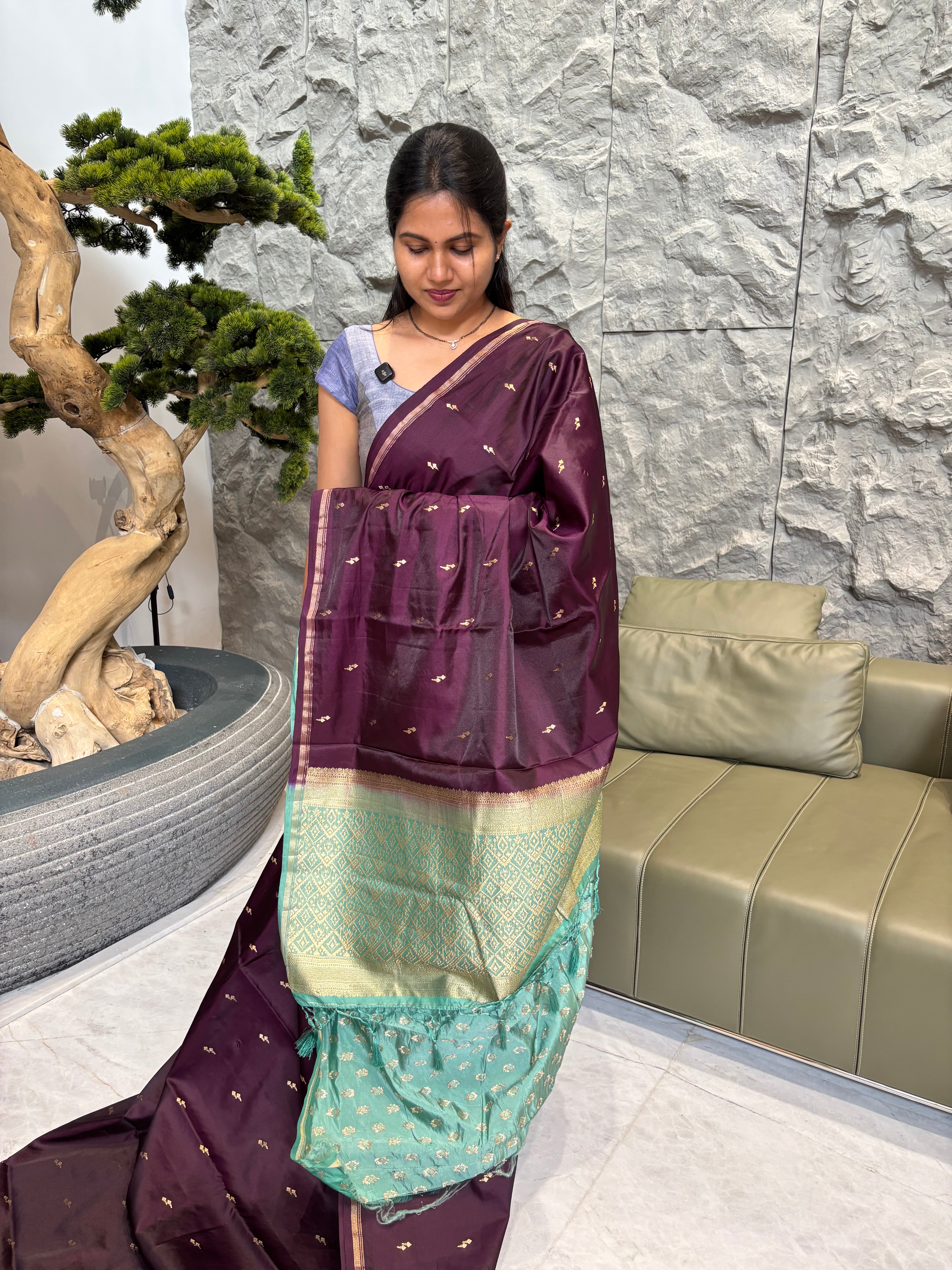 Soft pattu wine-seagreen