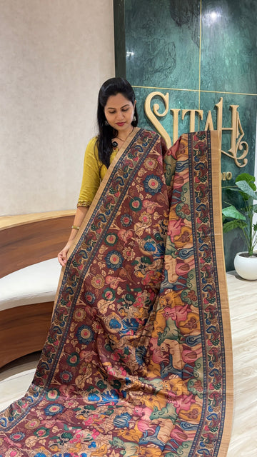 Tussar pichwai maroon