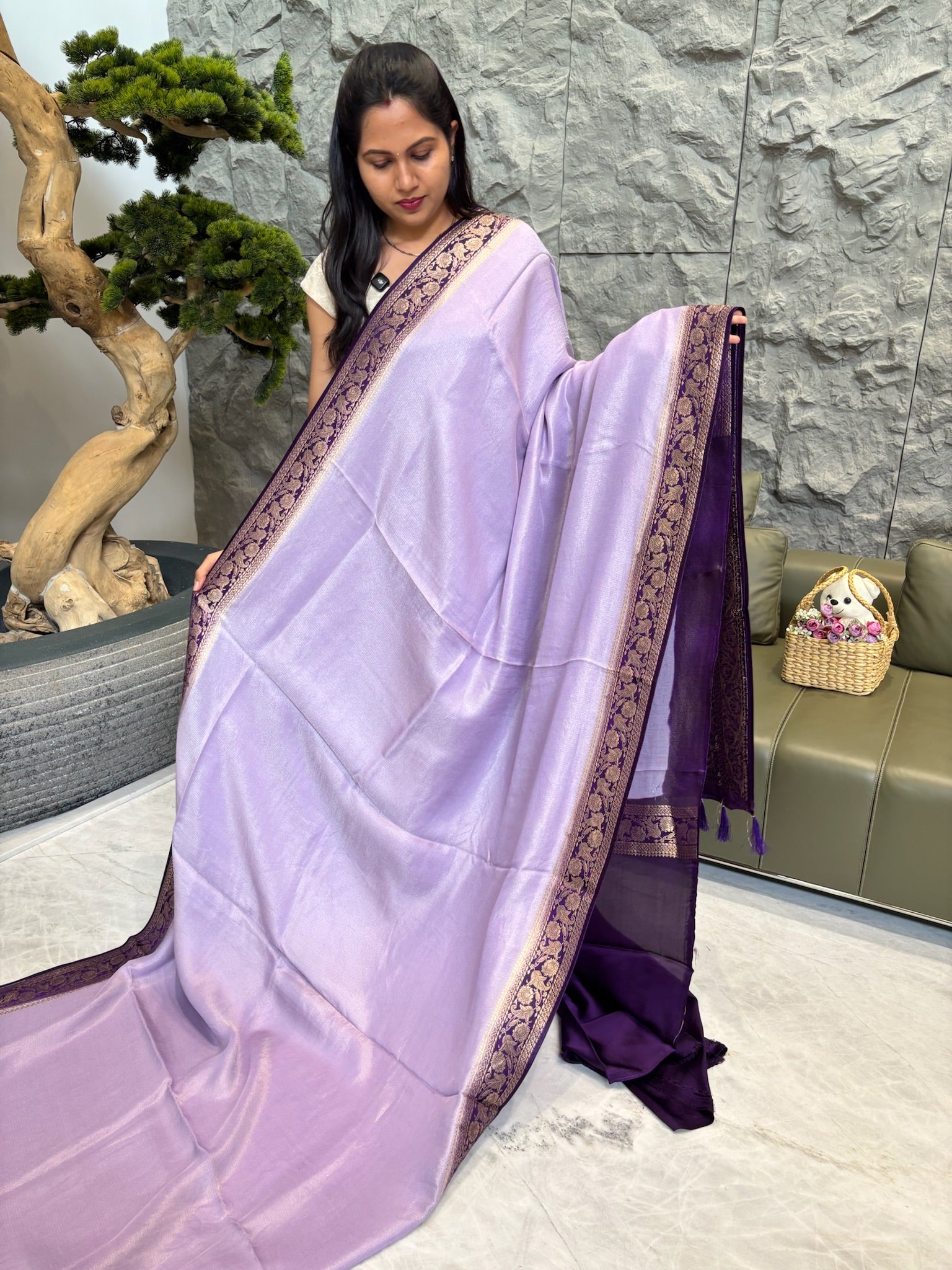 Pure georgette lavender -purple
