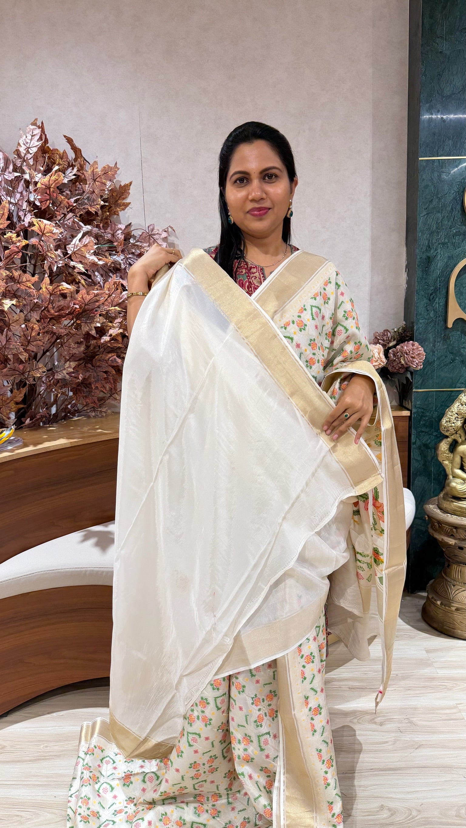 Banaras patola half white