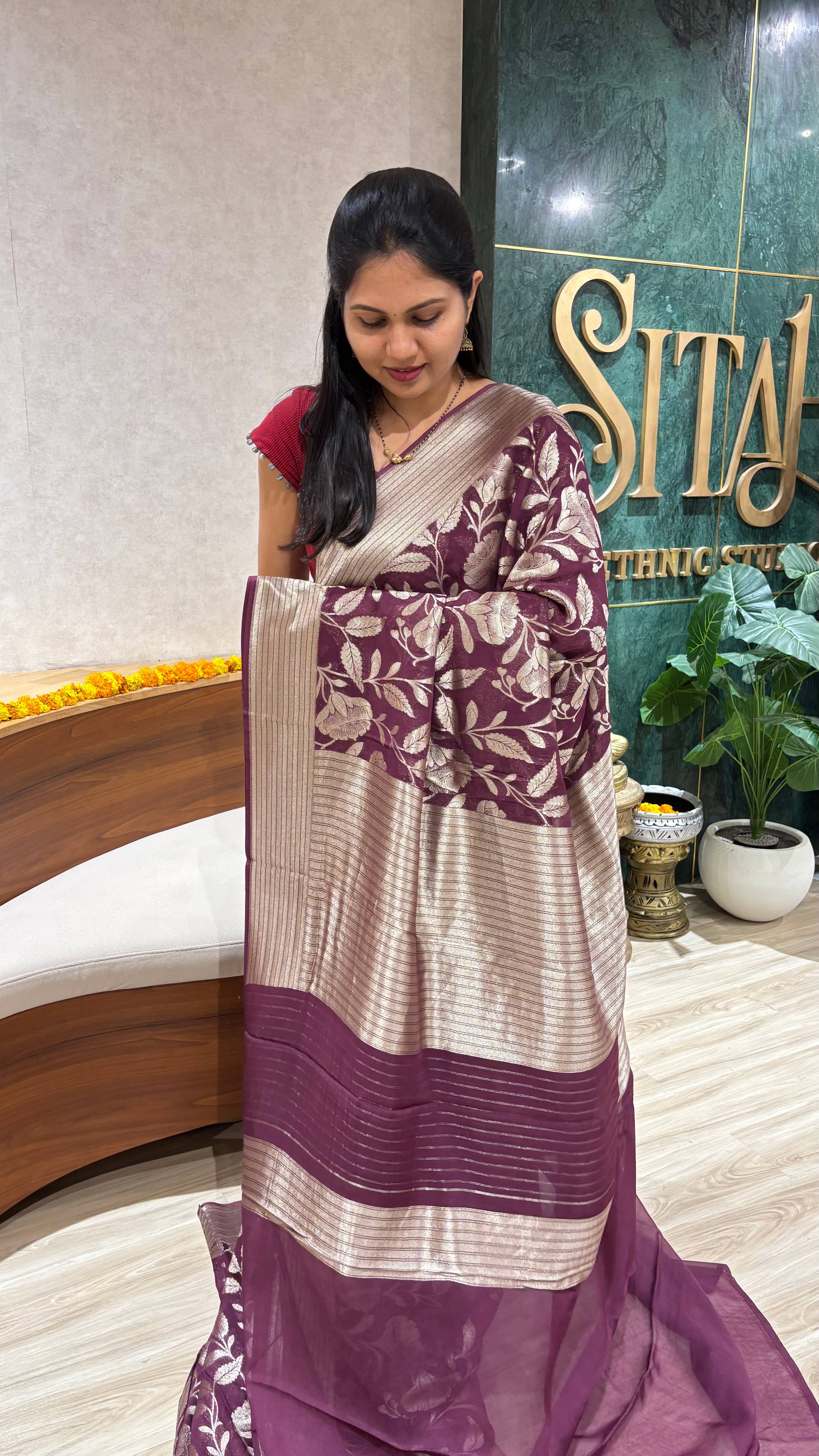 Georgette allover wine shade