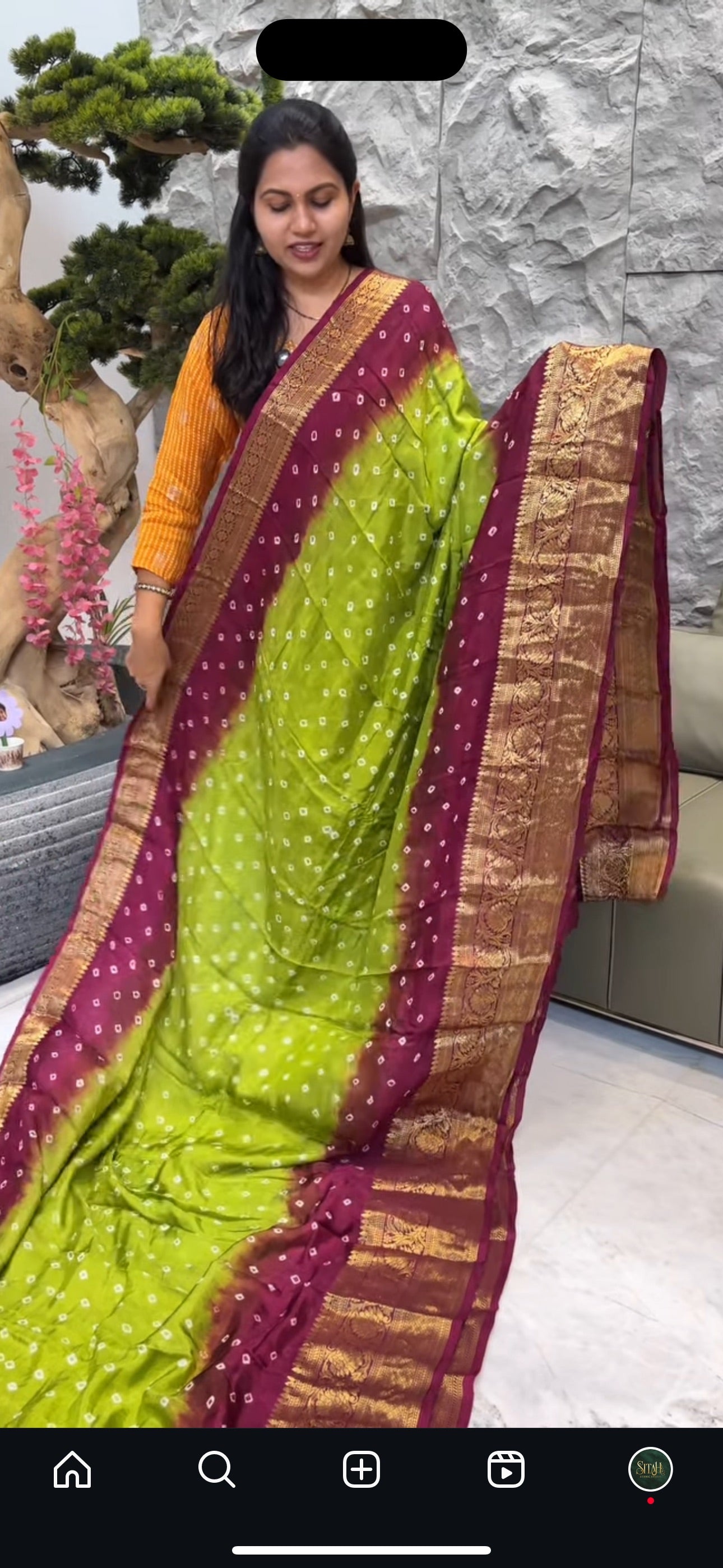 Green and maroon bhandini saree