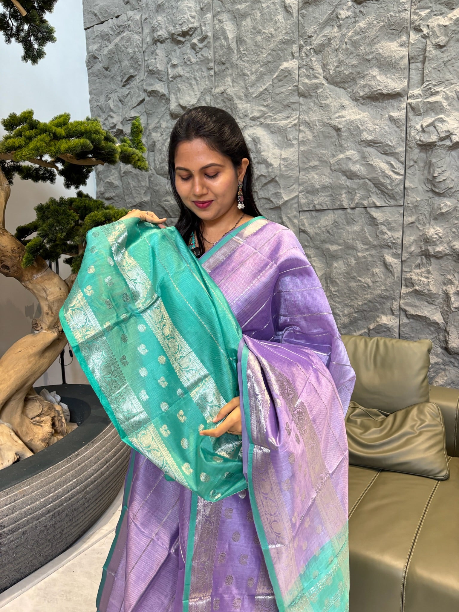 Mangalagiri pattu lavendar sea green