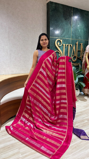 Banaras dola silk saree pink