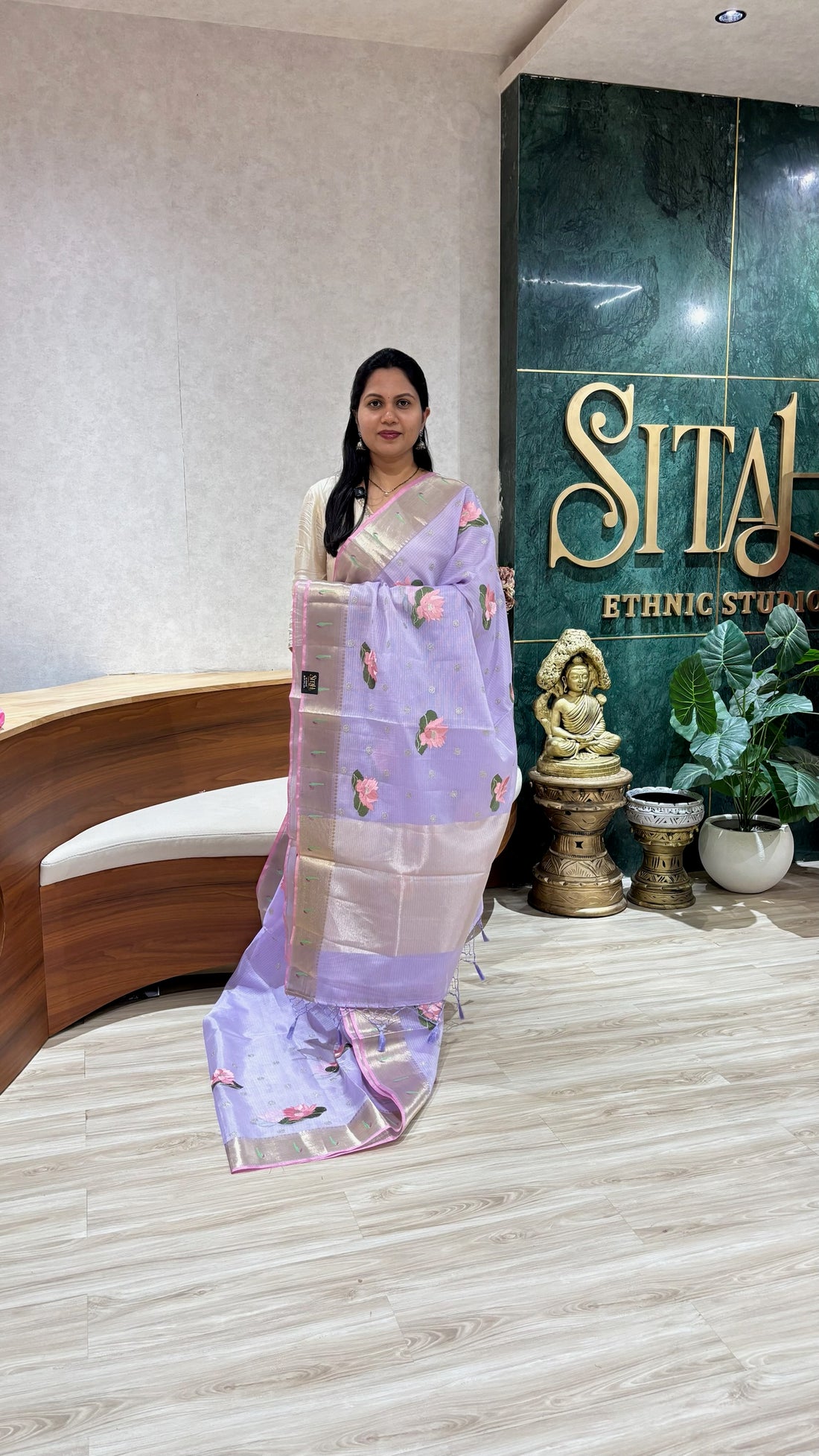 Kota silk embroidery lavendar