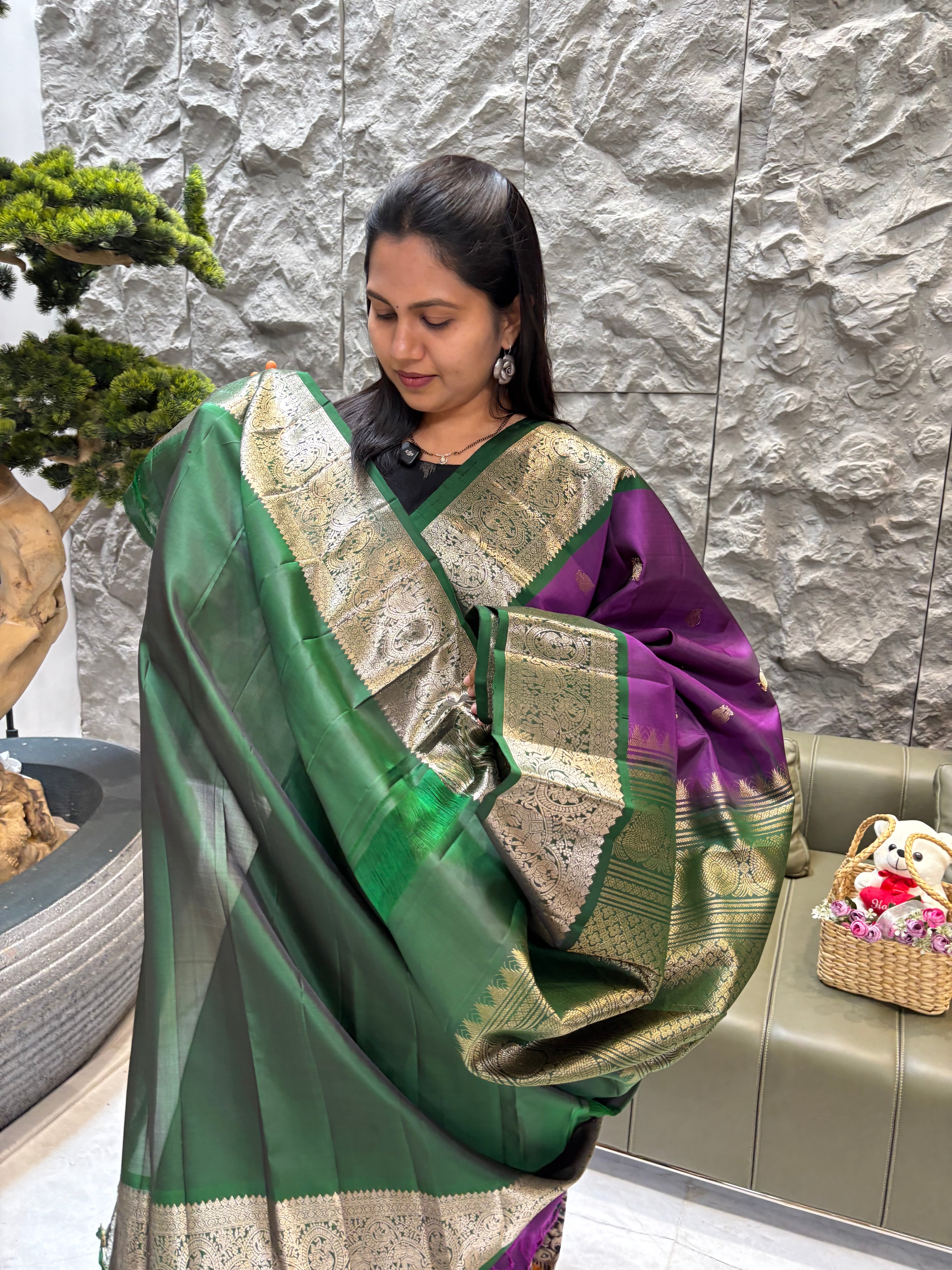 Kanchi pattu purple-green