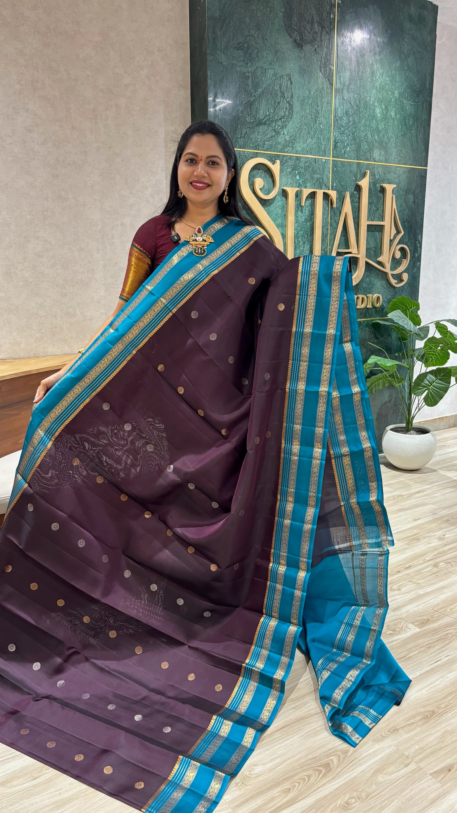Handloom kanchi wine+ purple mix