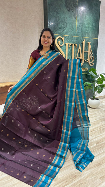 Handloom kanchi wine+ purple mix