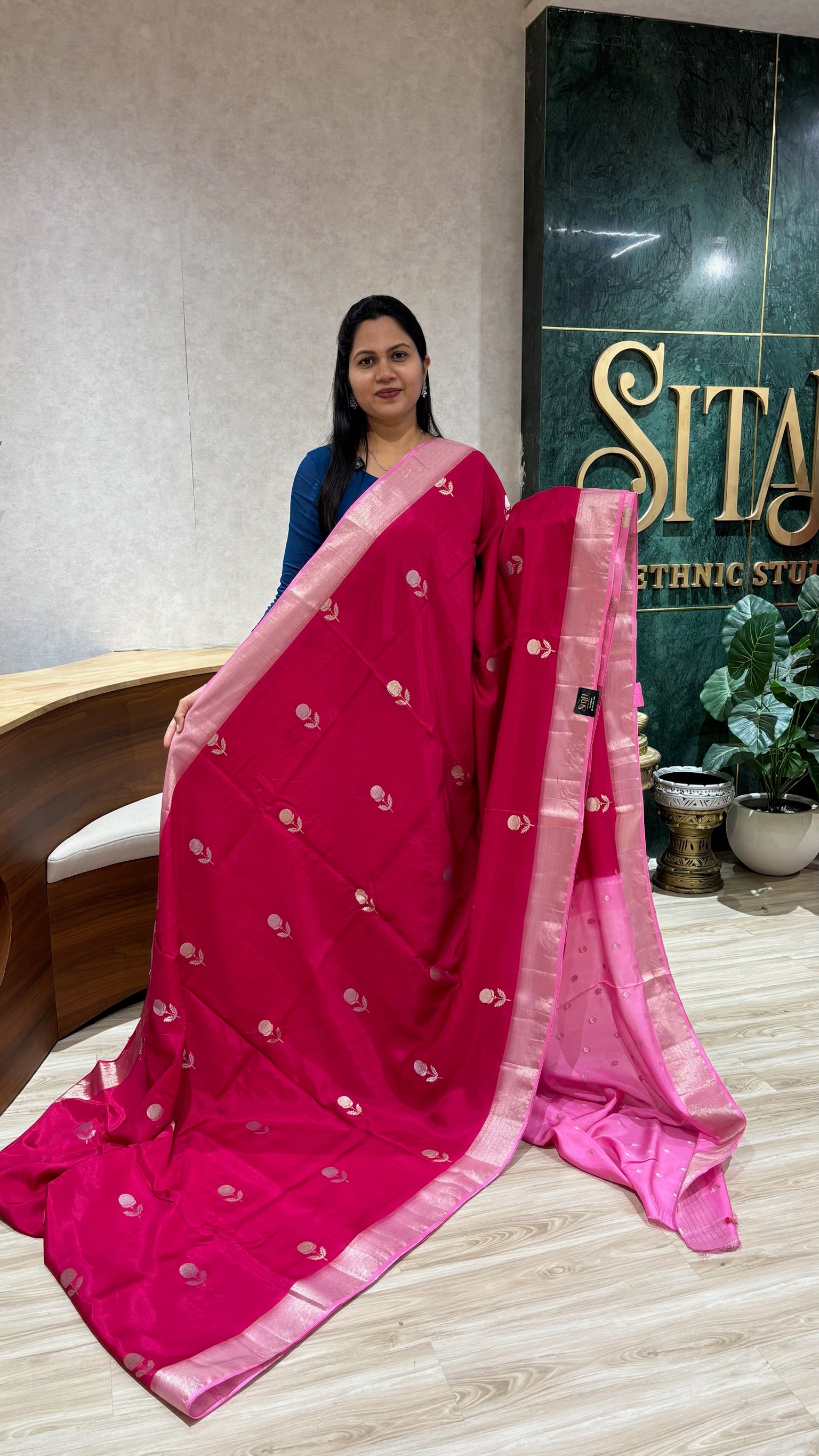Tussar georgette pink