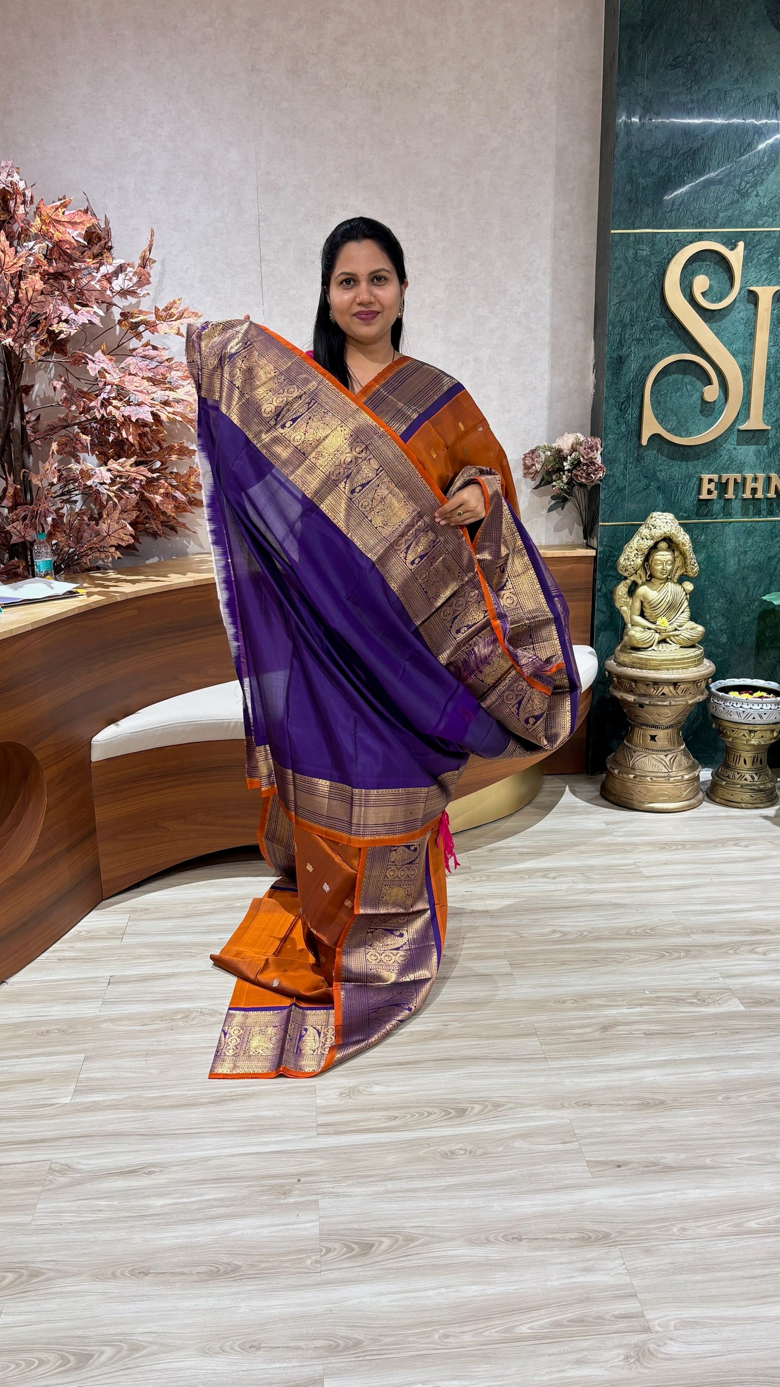 Handloom gadwal with kanchi borders