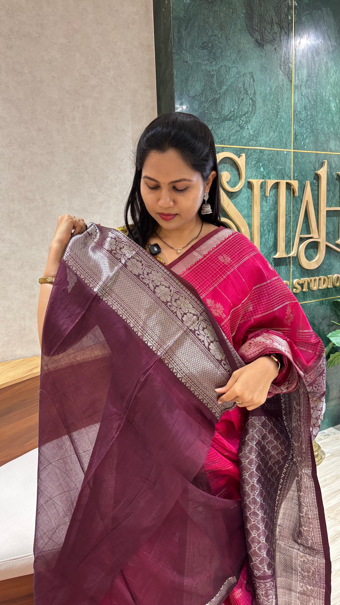 Handloom Mangalagiri pattu pink