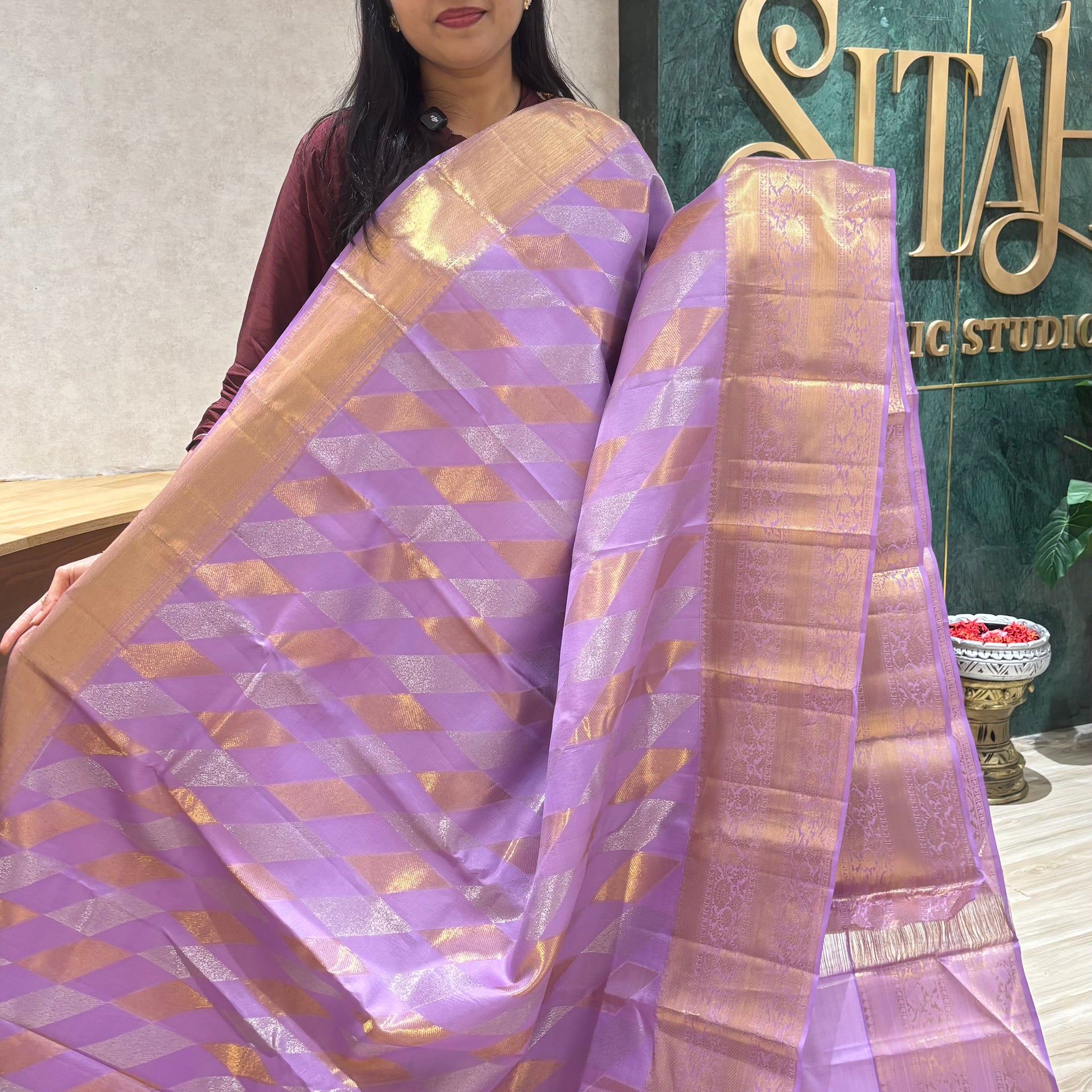 Handloom kanchi pattu lavender