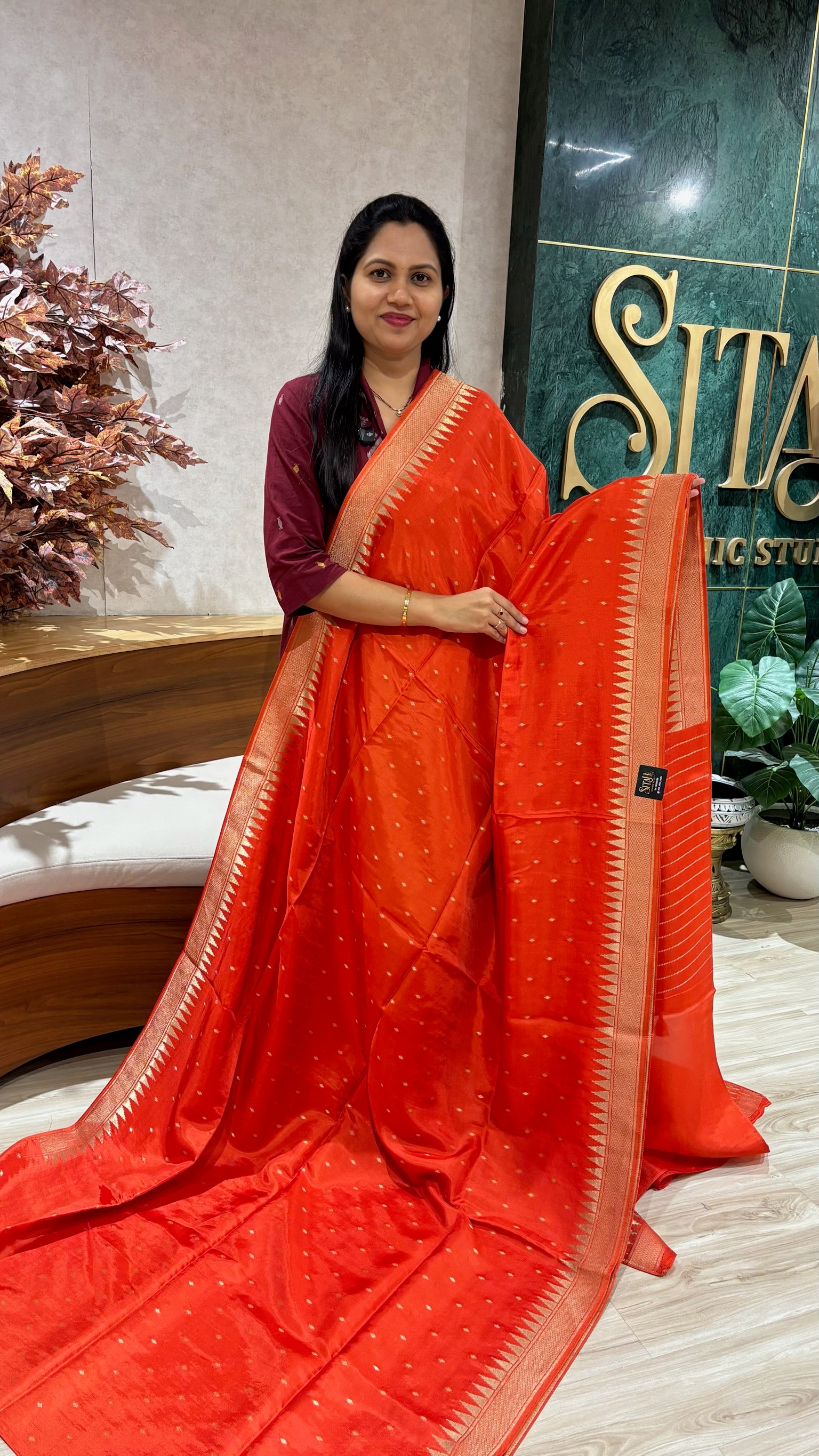 Mashru georgette orange