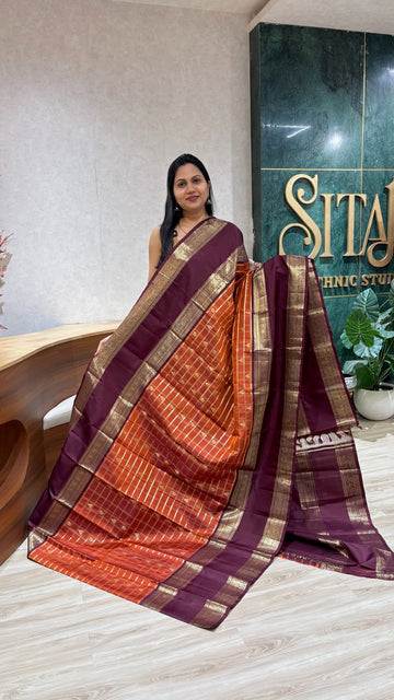 Handloom kanchi pattu rust