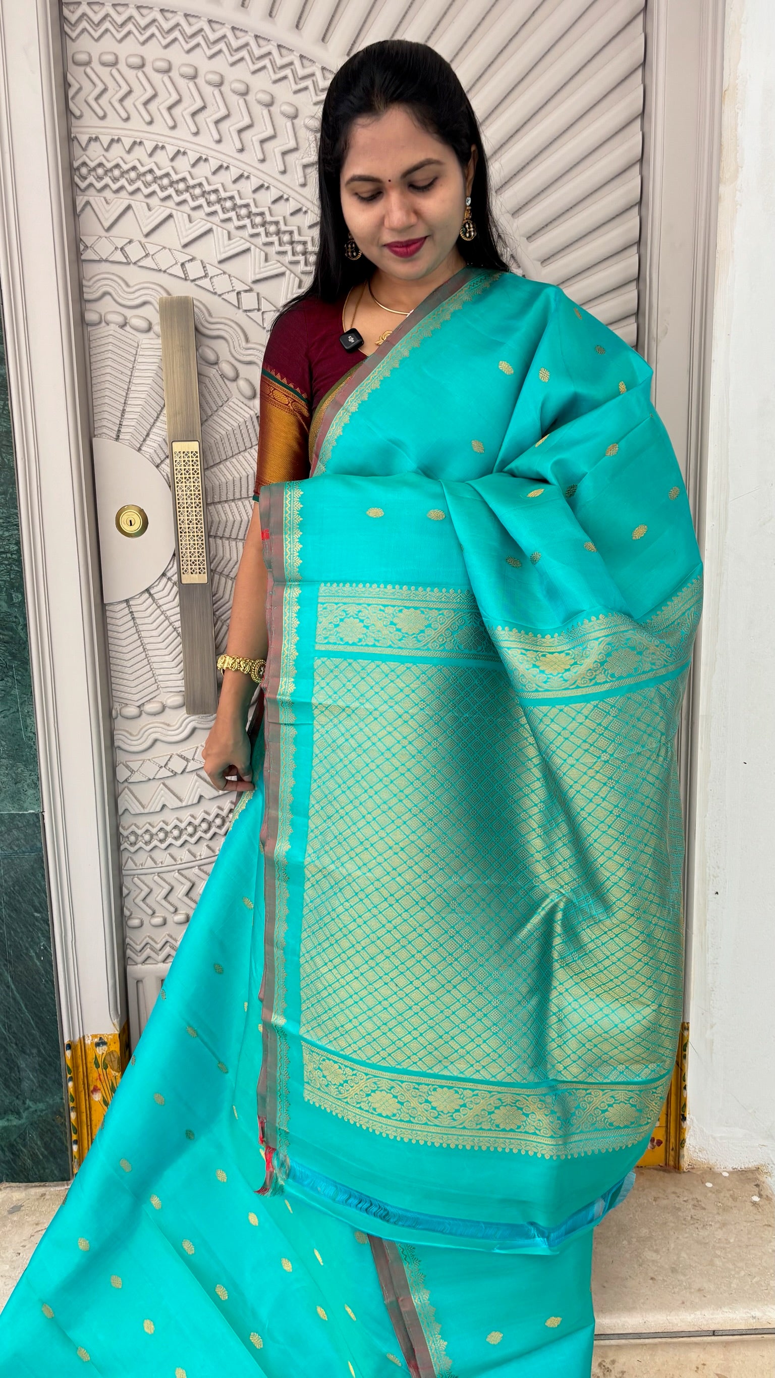 Handloom gadwal pattu sea blue