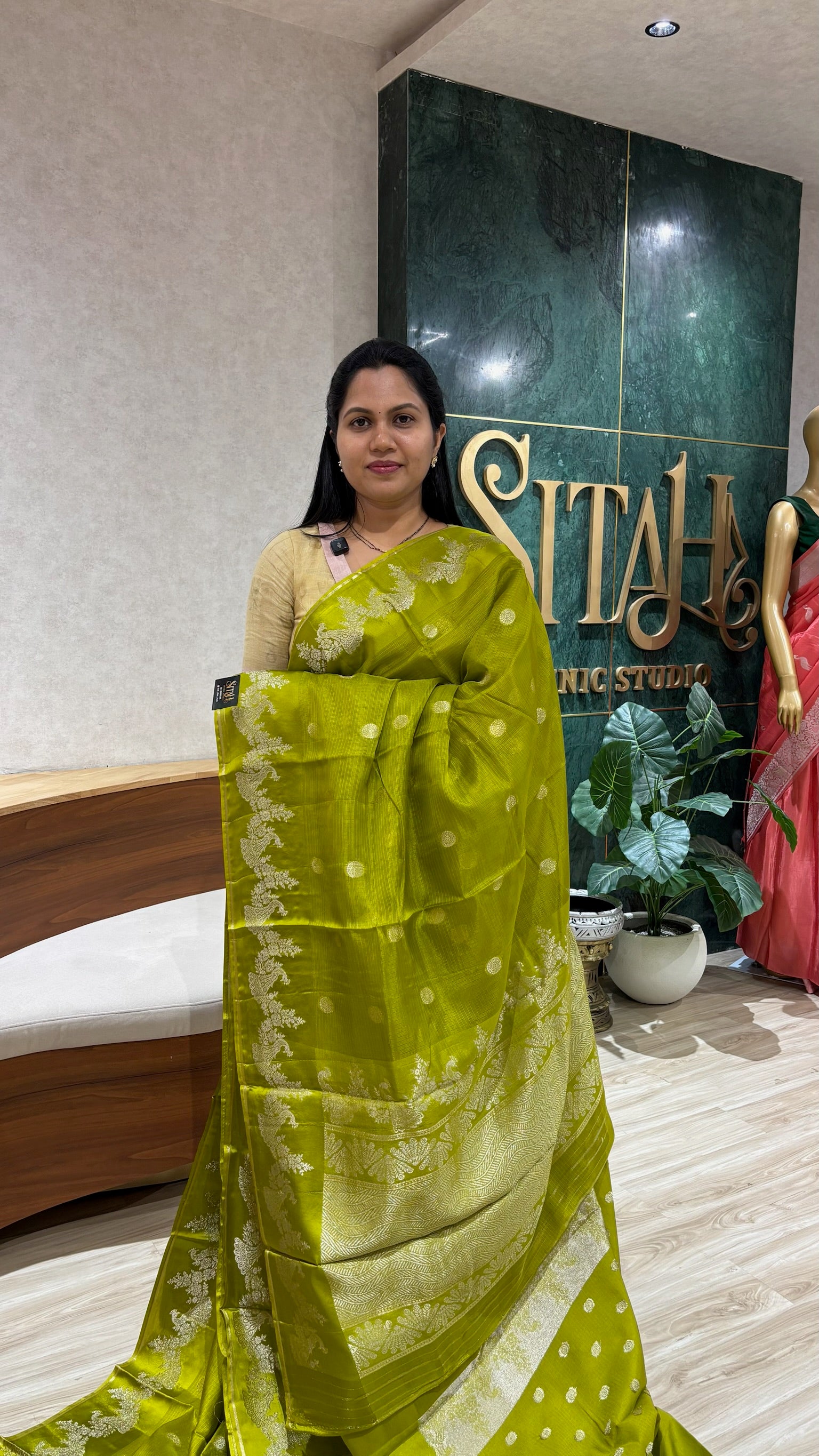 Kota saree mehndi green