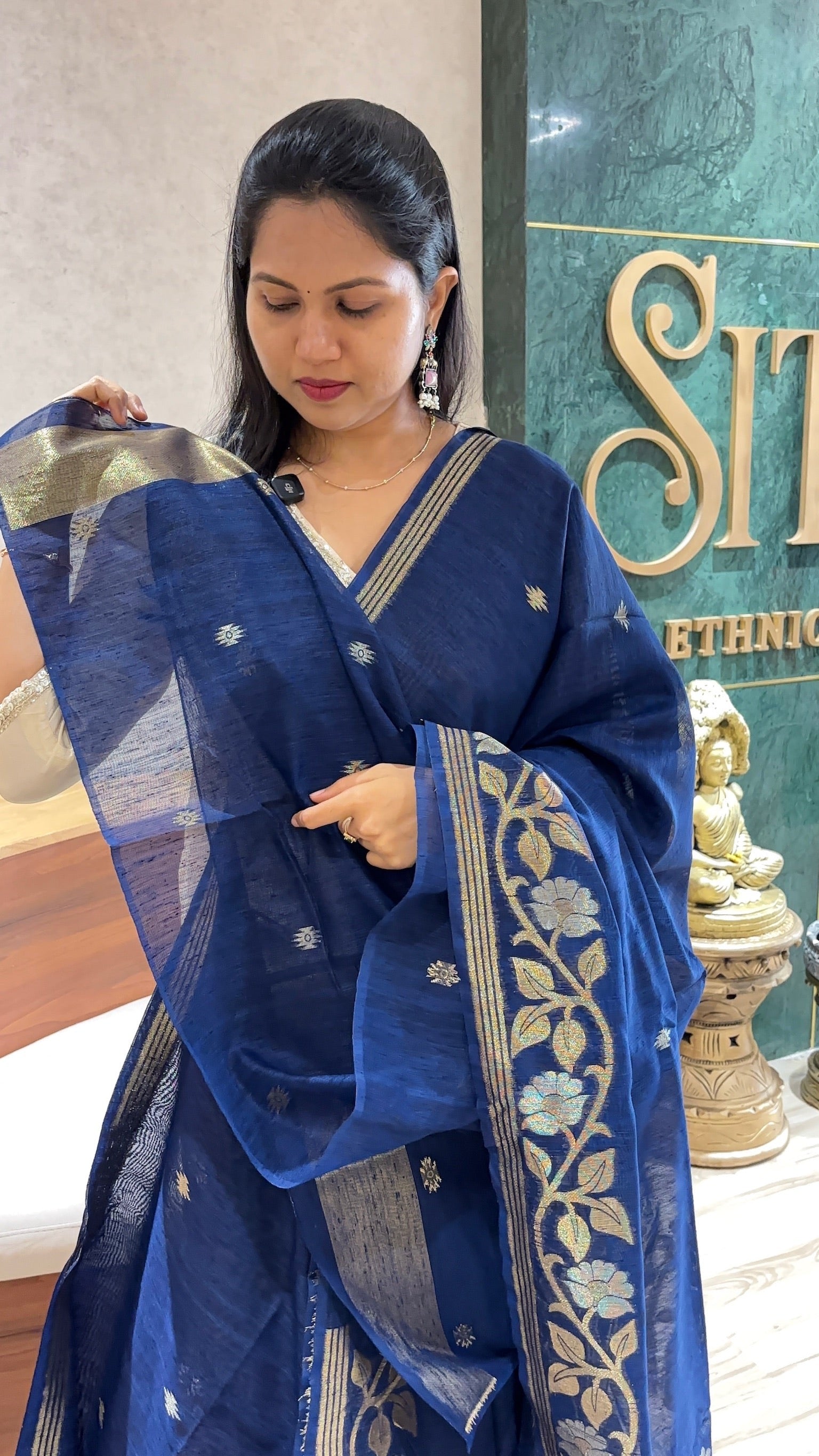 Linen Jamdani blue