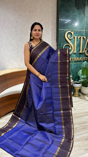 Light weight handloom kanchi pattu blue