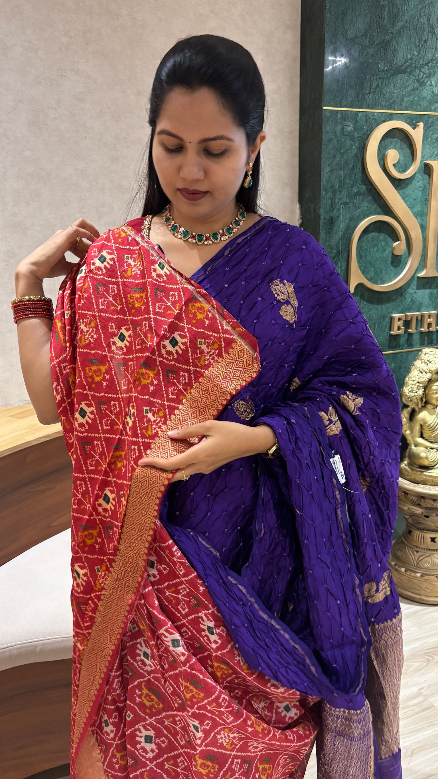 Pure bandhini silk purple