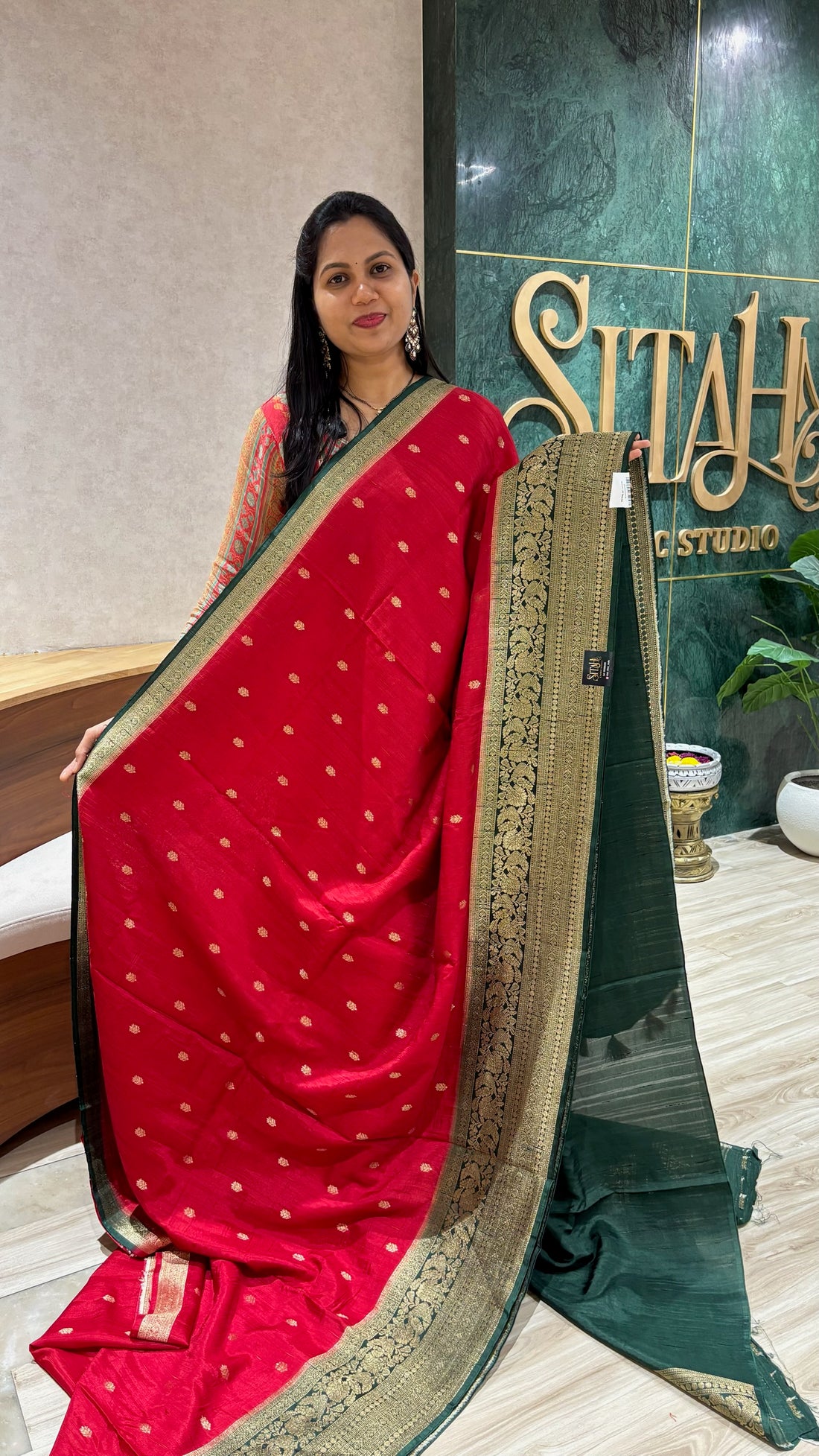 Rawsilk saree red