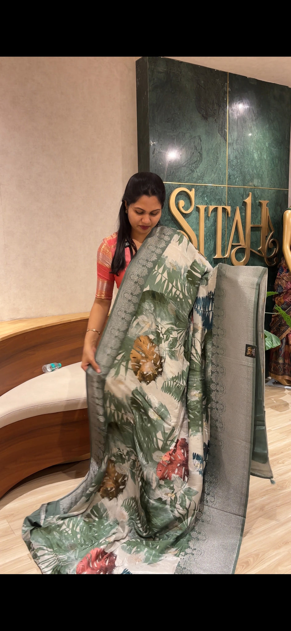 Mashru georgette green