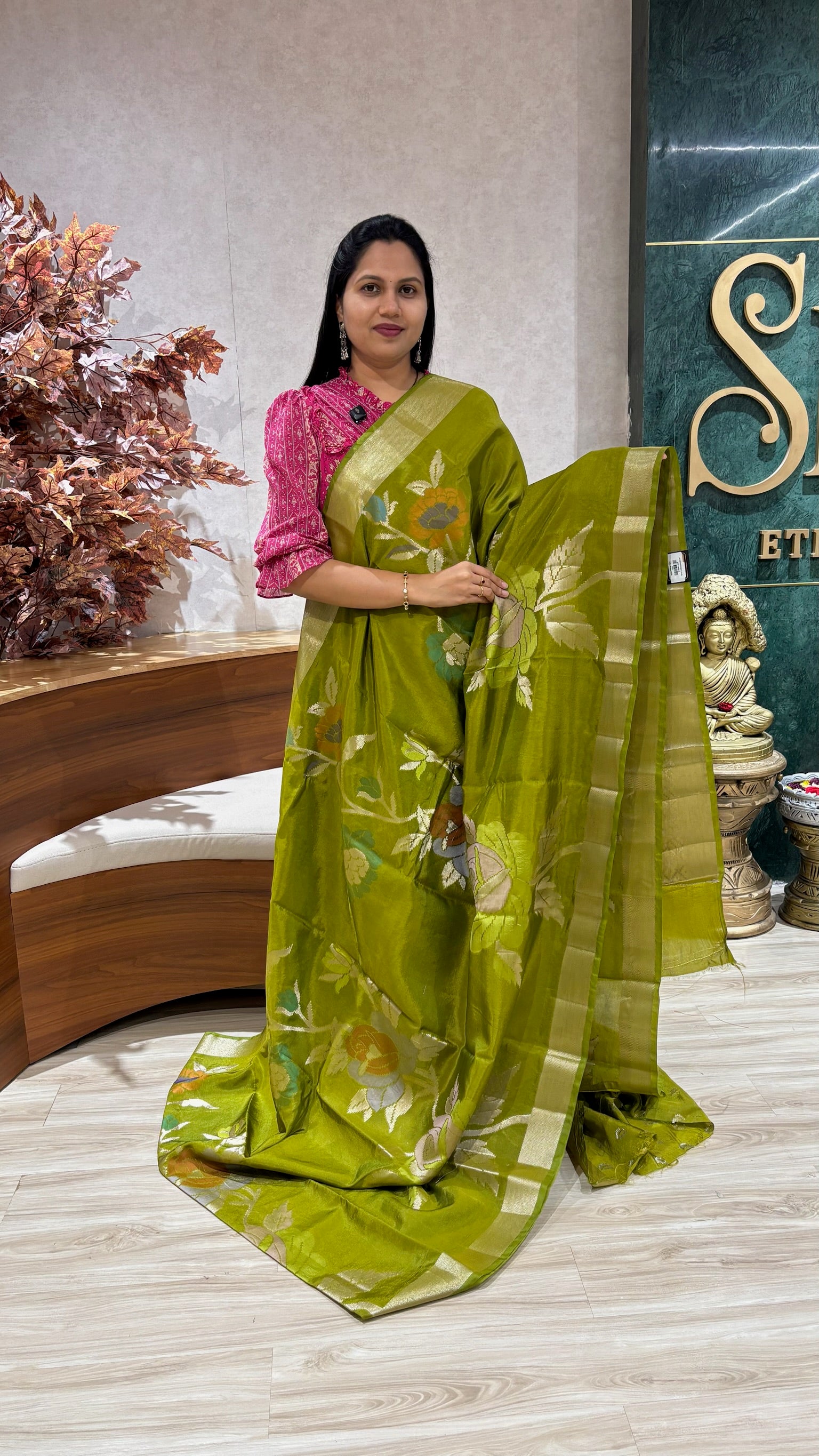 Paper silk mehendi green