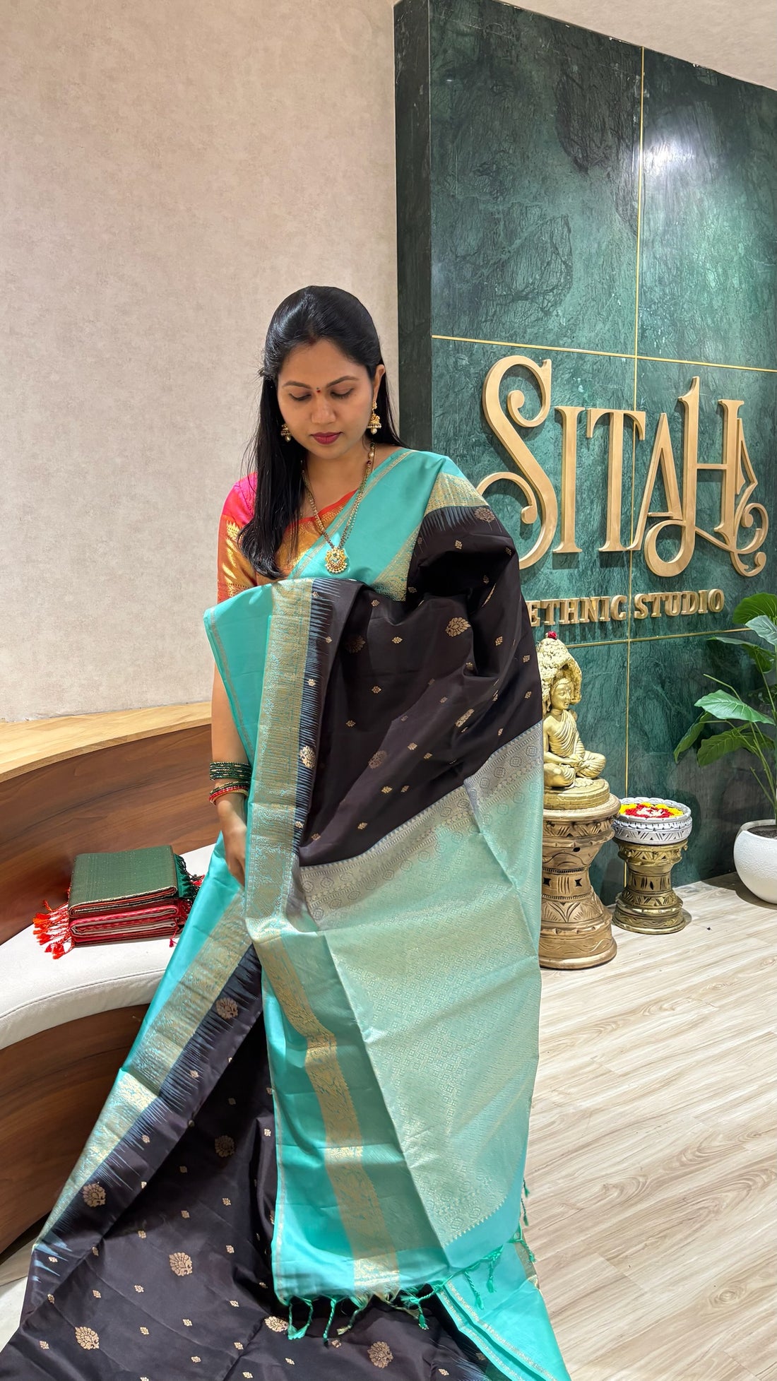 Kanchi pattu snuff-sea green