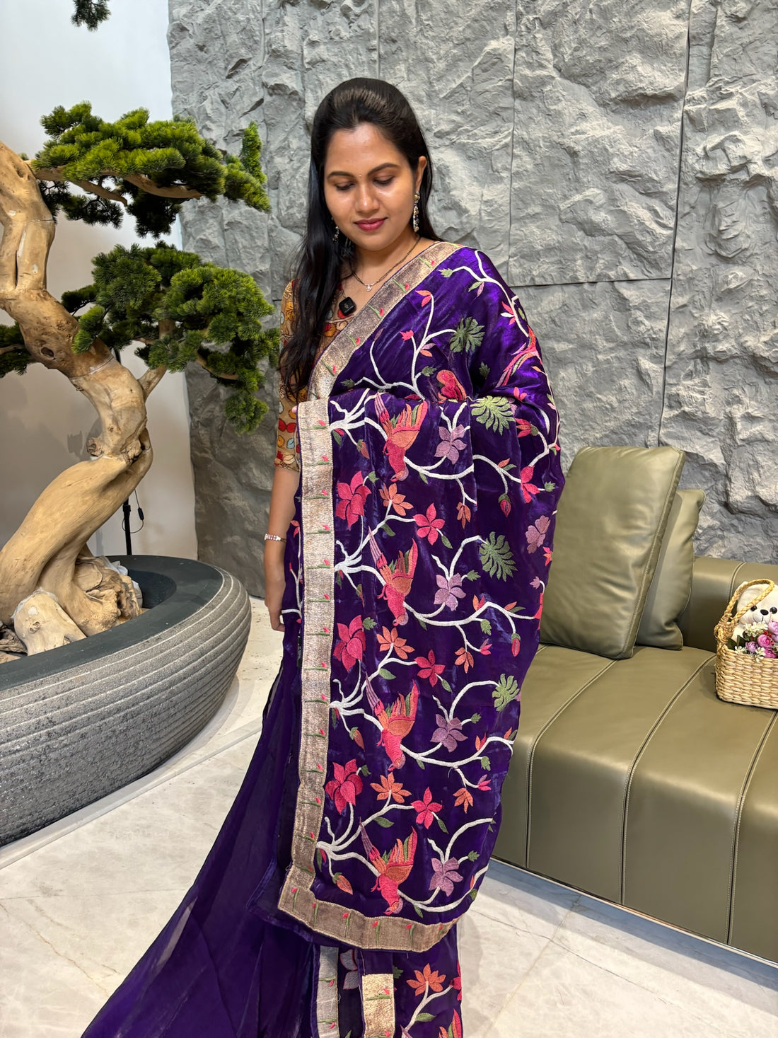 Satin organza purple