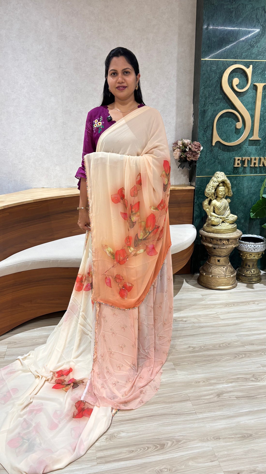 Fancy georgette with bead work