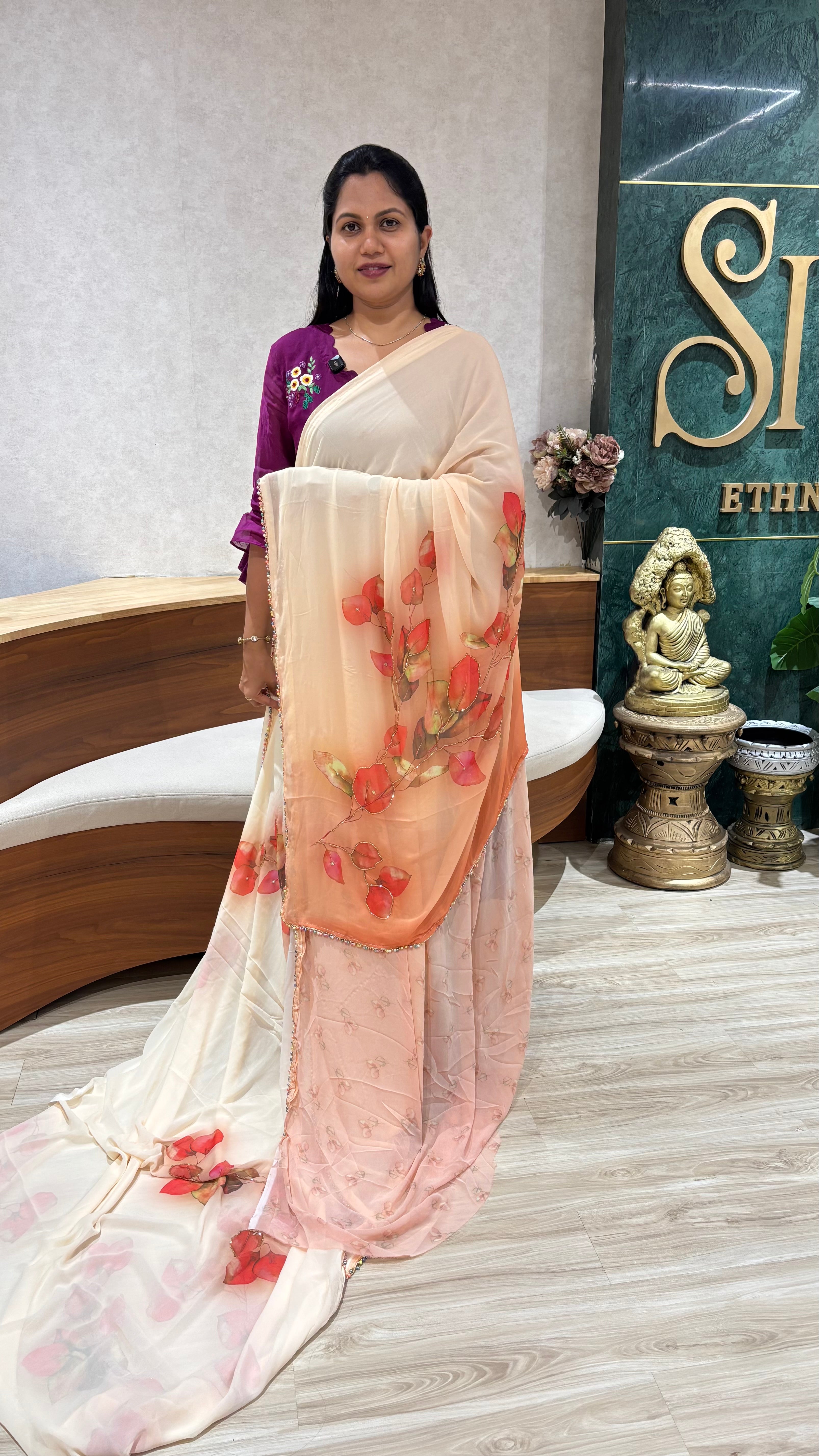 Fancy georgette with bead work