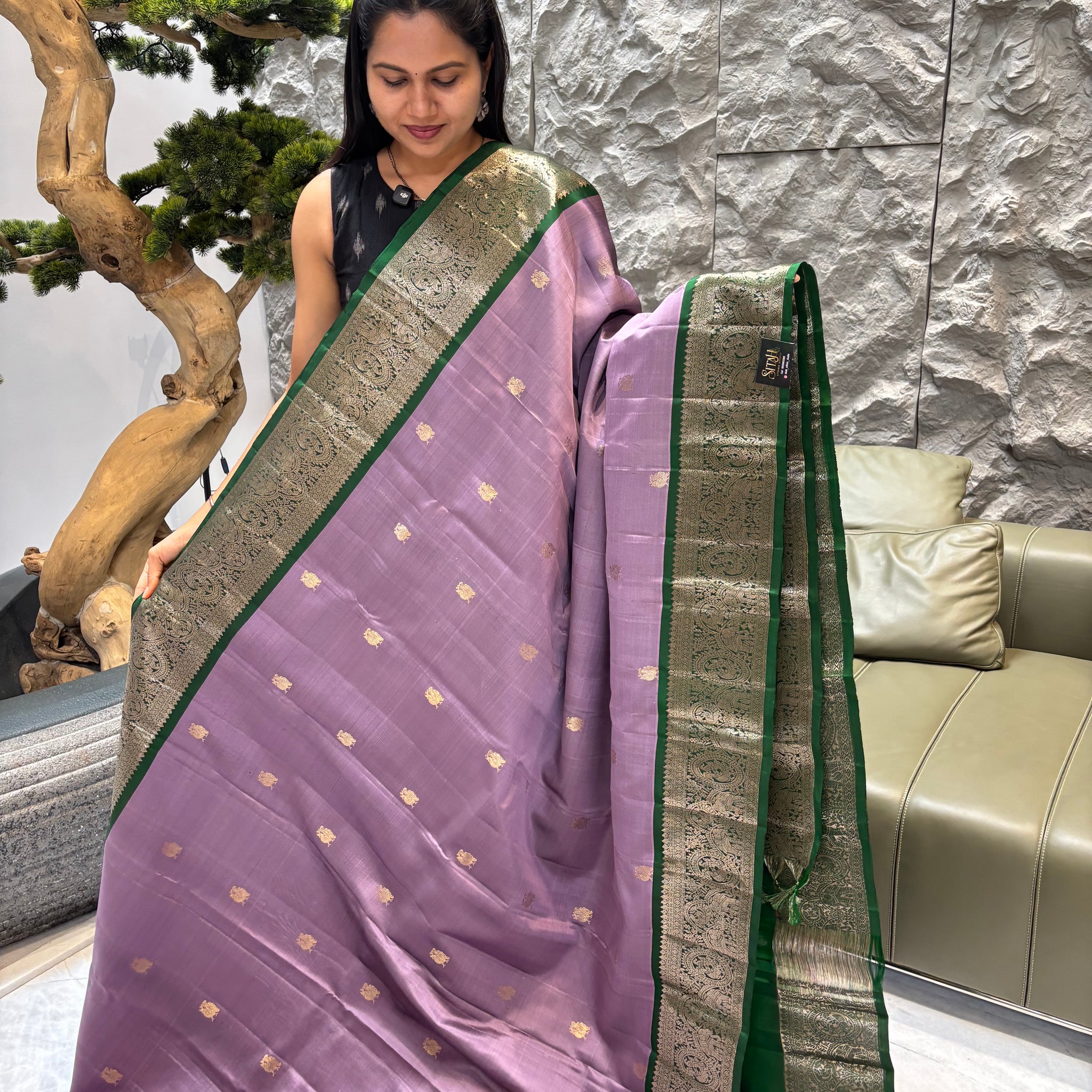 Kanchi pattu lavender-green
