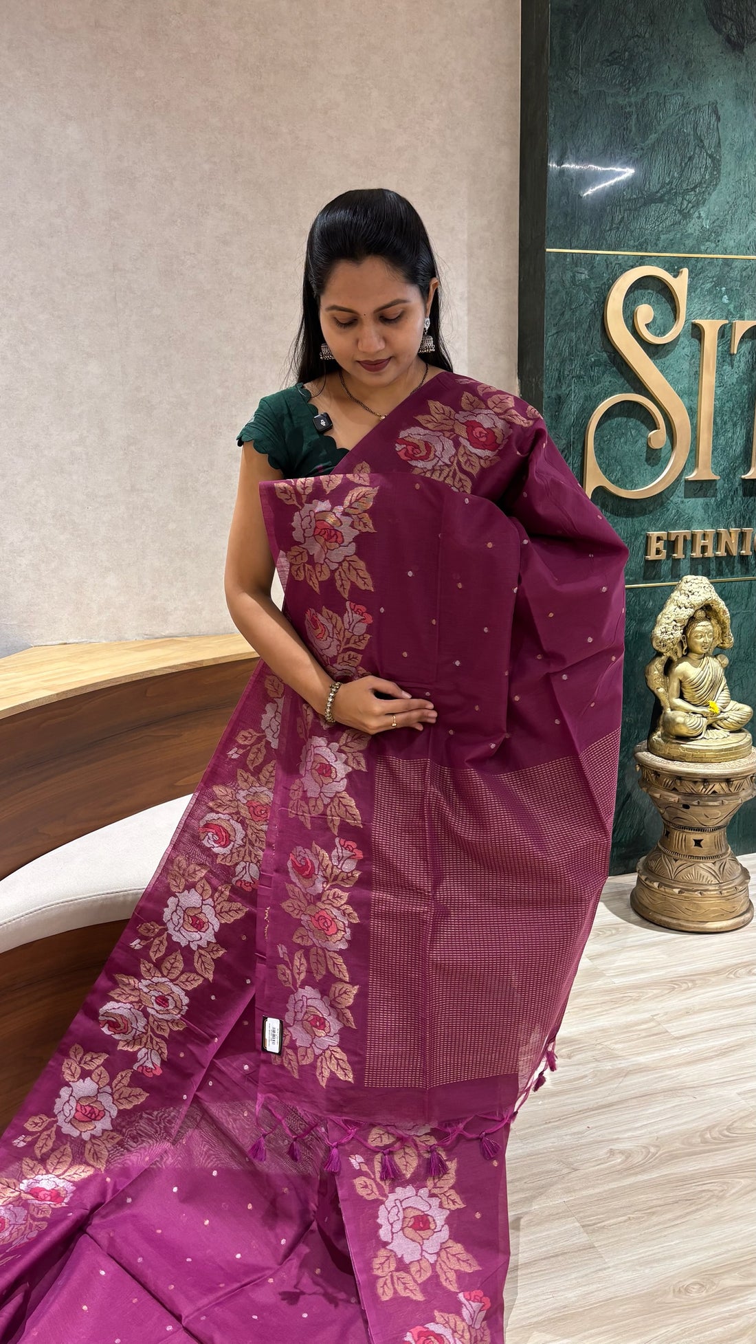 Madhuram linen magenta pink