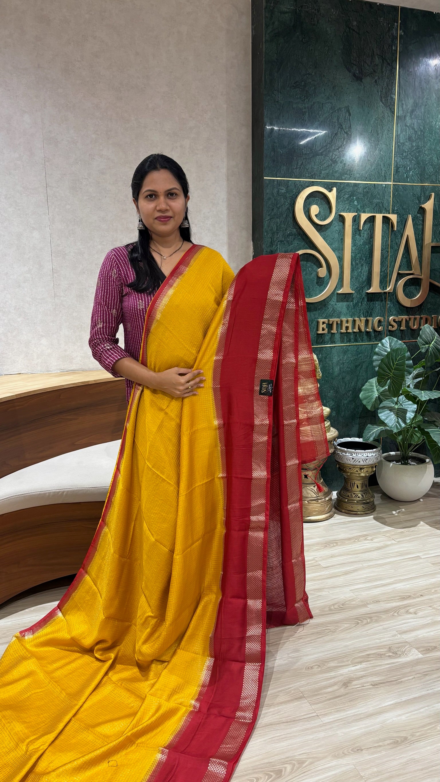 Russian silk yellow-red