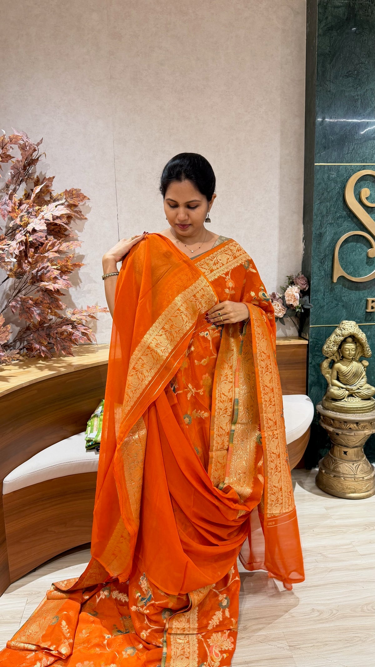 Banaras georgette orange