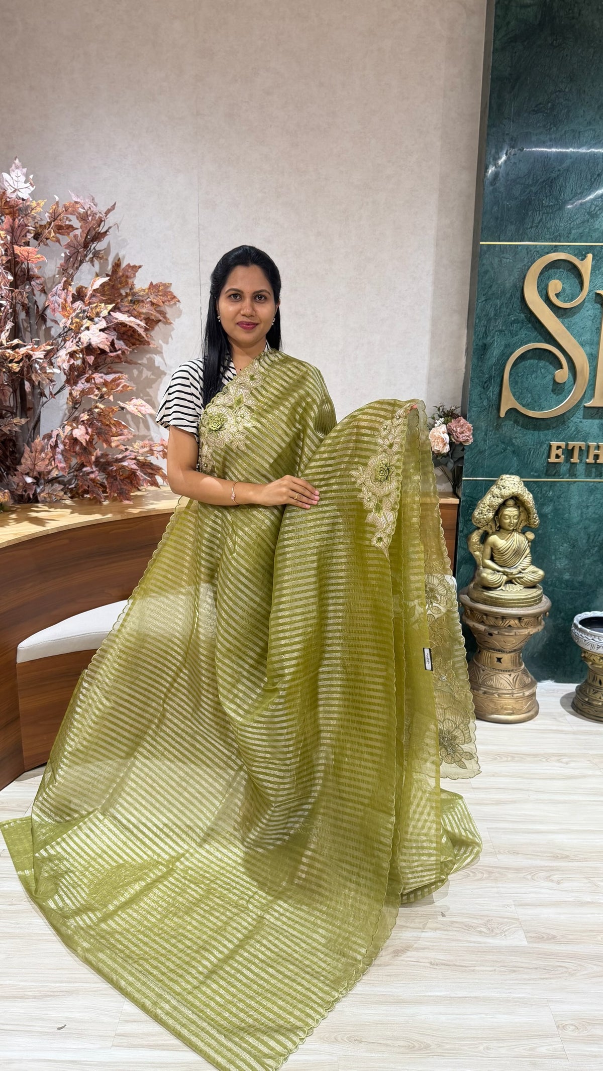 Tissue kora embroidery