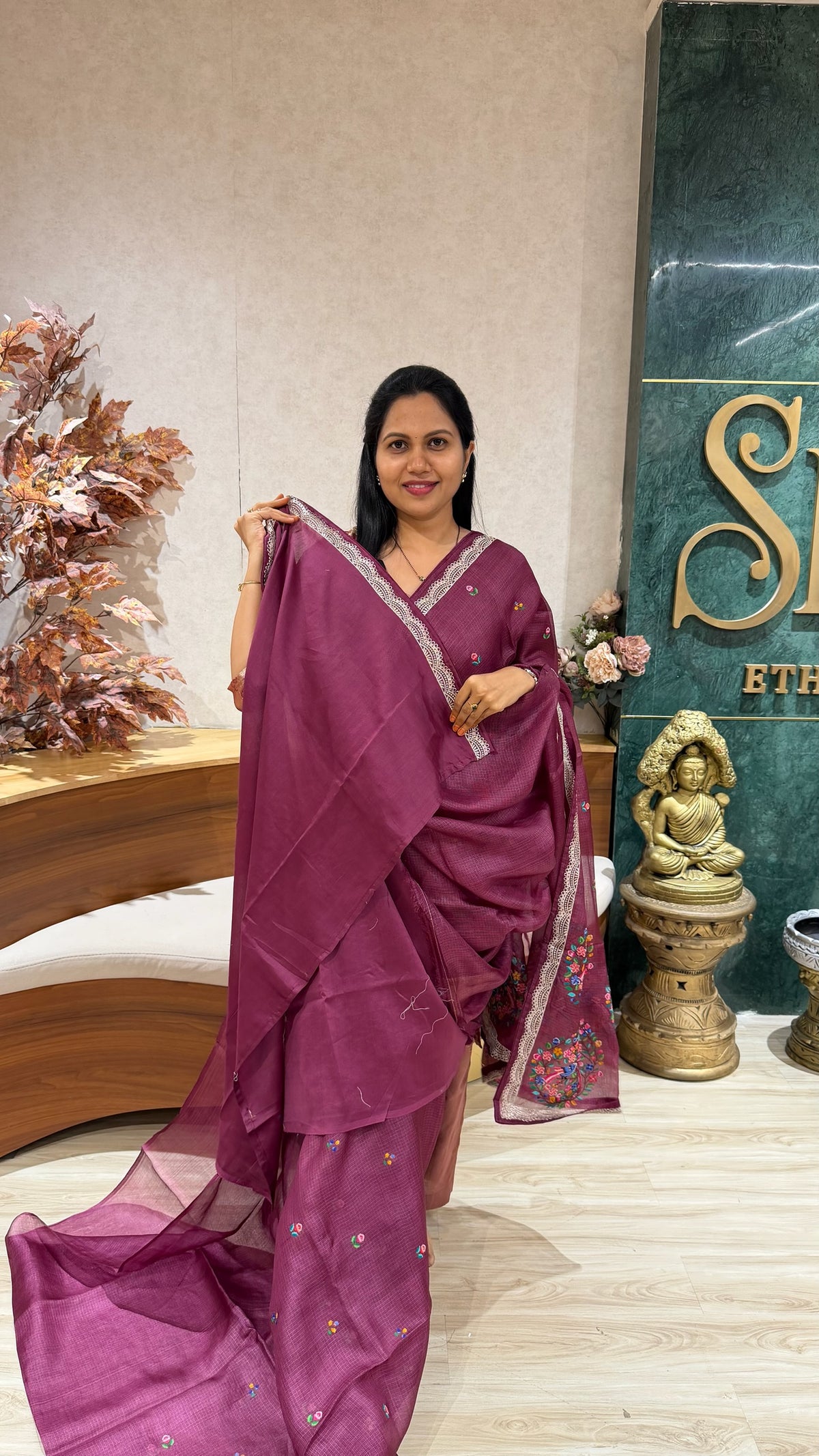 Tussar kota pettit embroidery