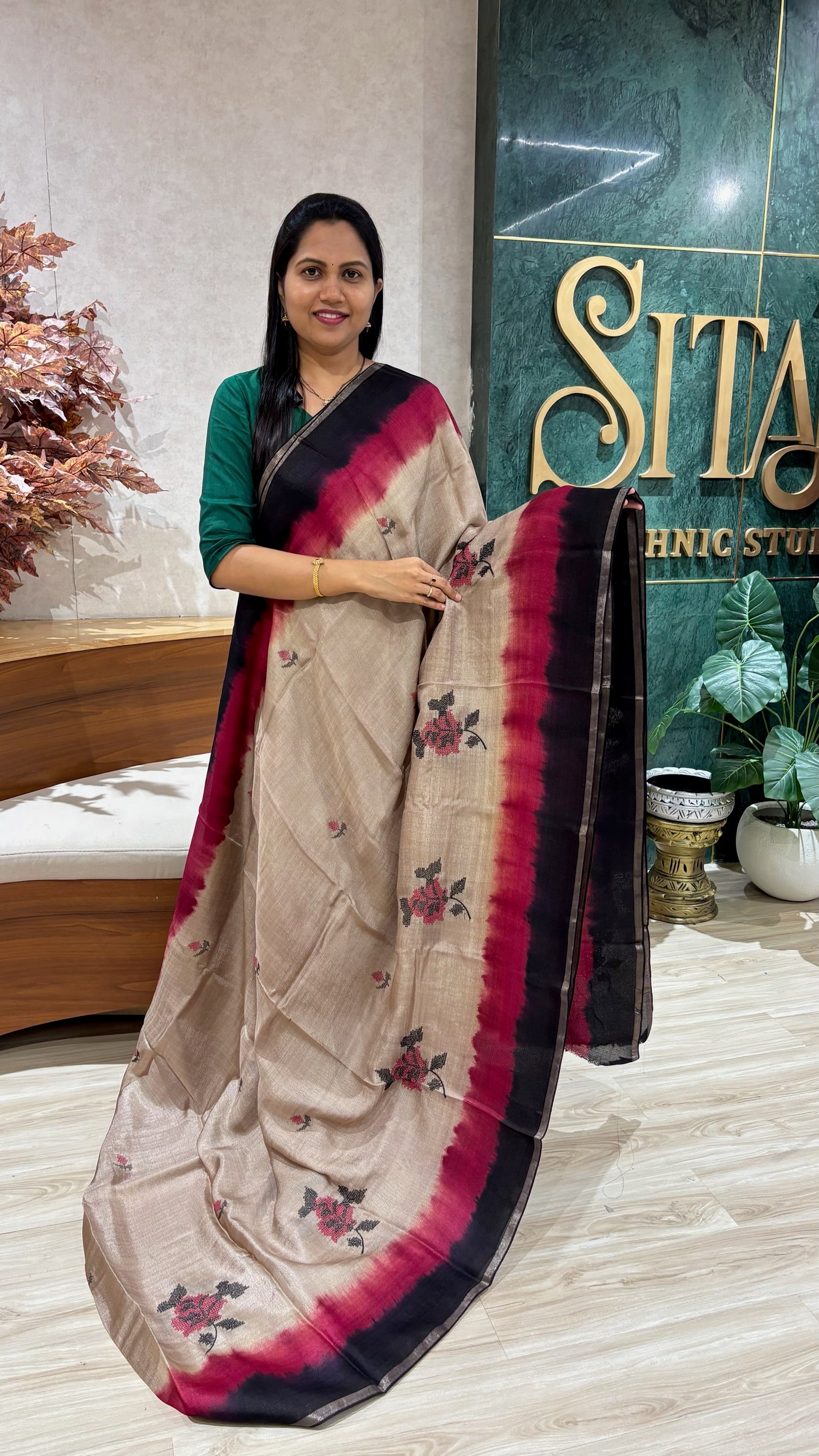 Jute silk saree