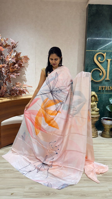 Pure crepe digital print light peach