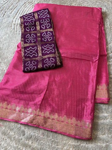 Baby pink wine bandhini