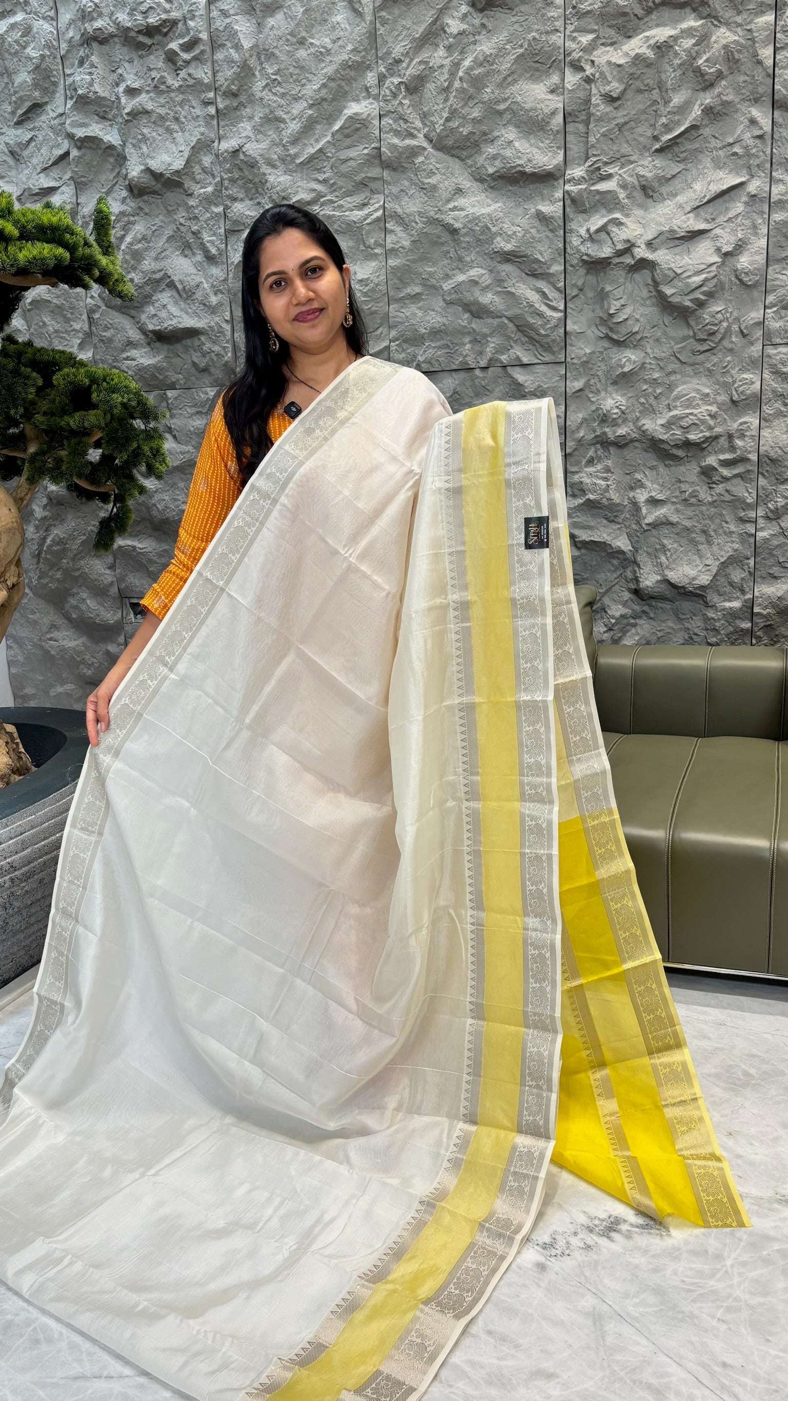 Mangalgiri white -yellow. Ready to ship Available