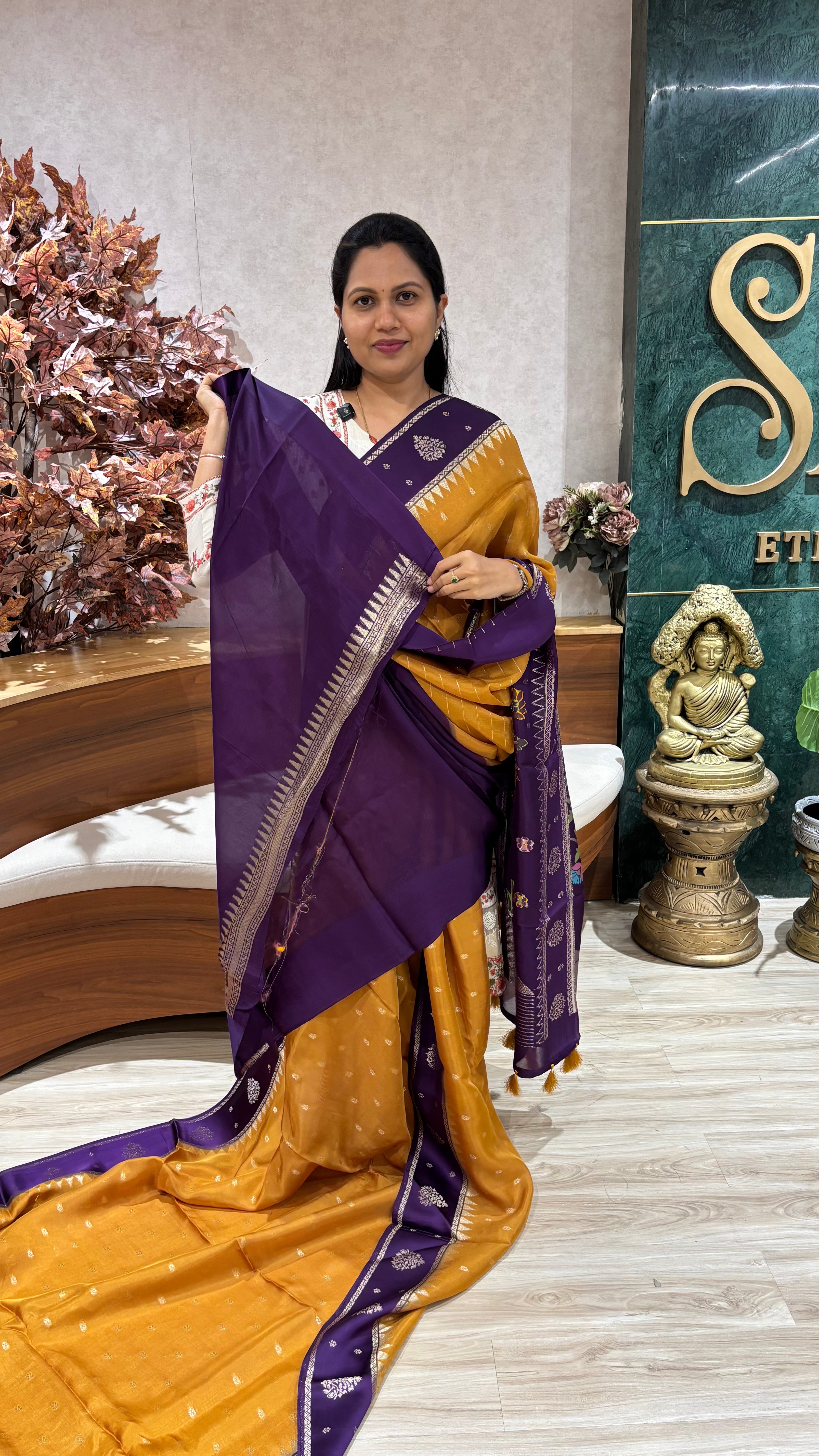Georgette jhamdhani pallu