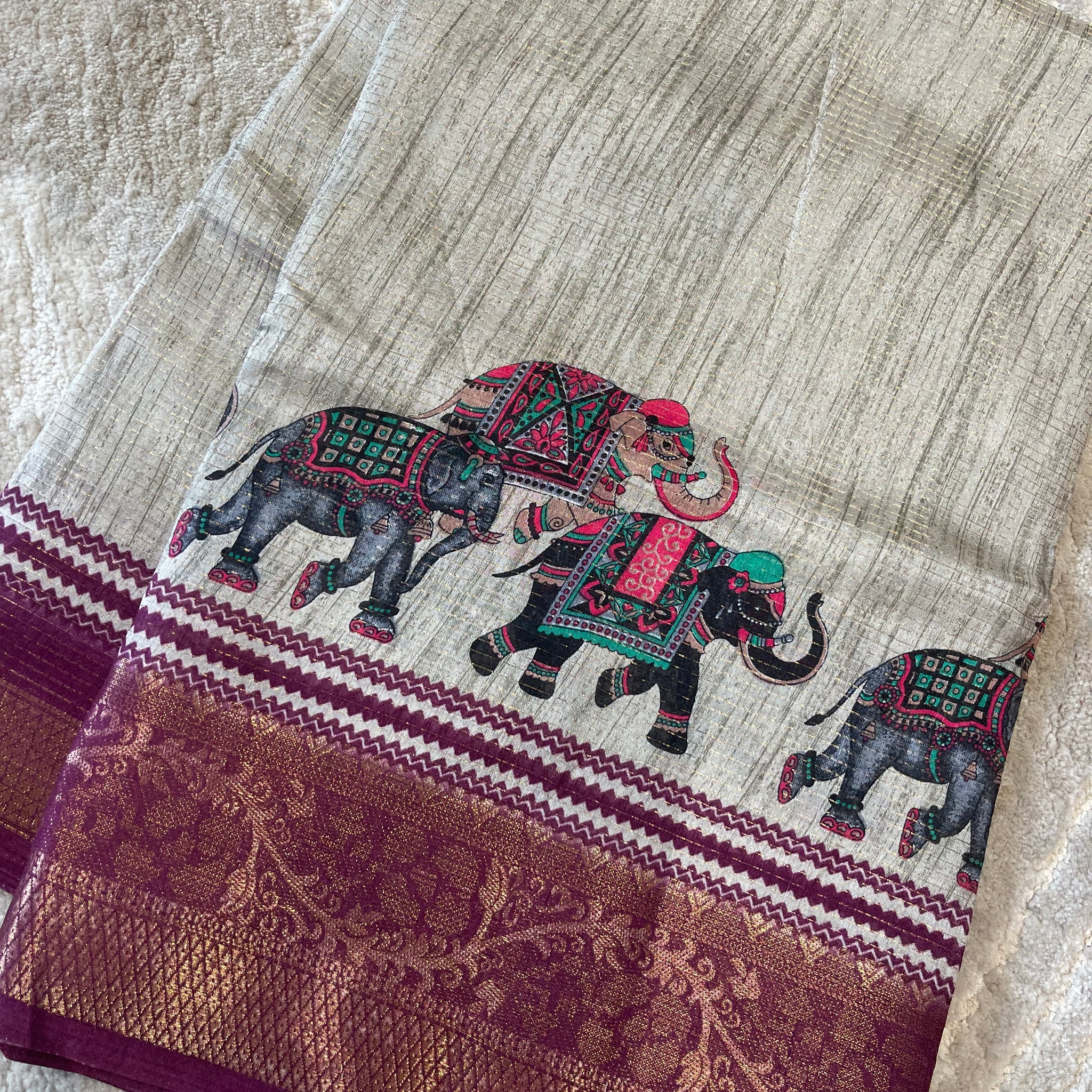 Fancy saree magenta pink