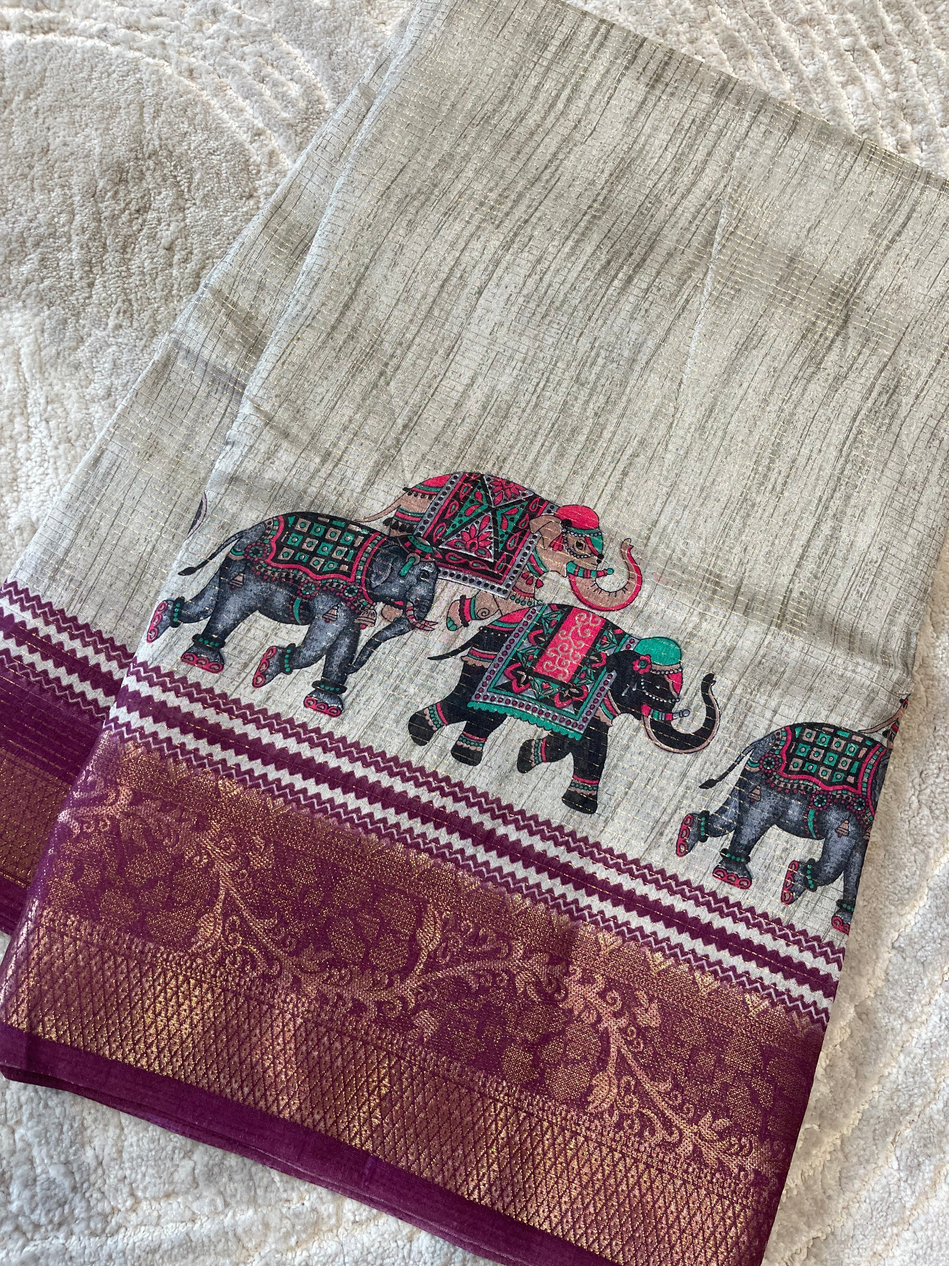 Fancy saree magenta pink