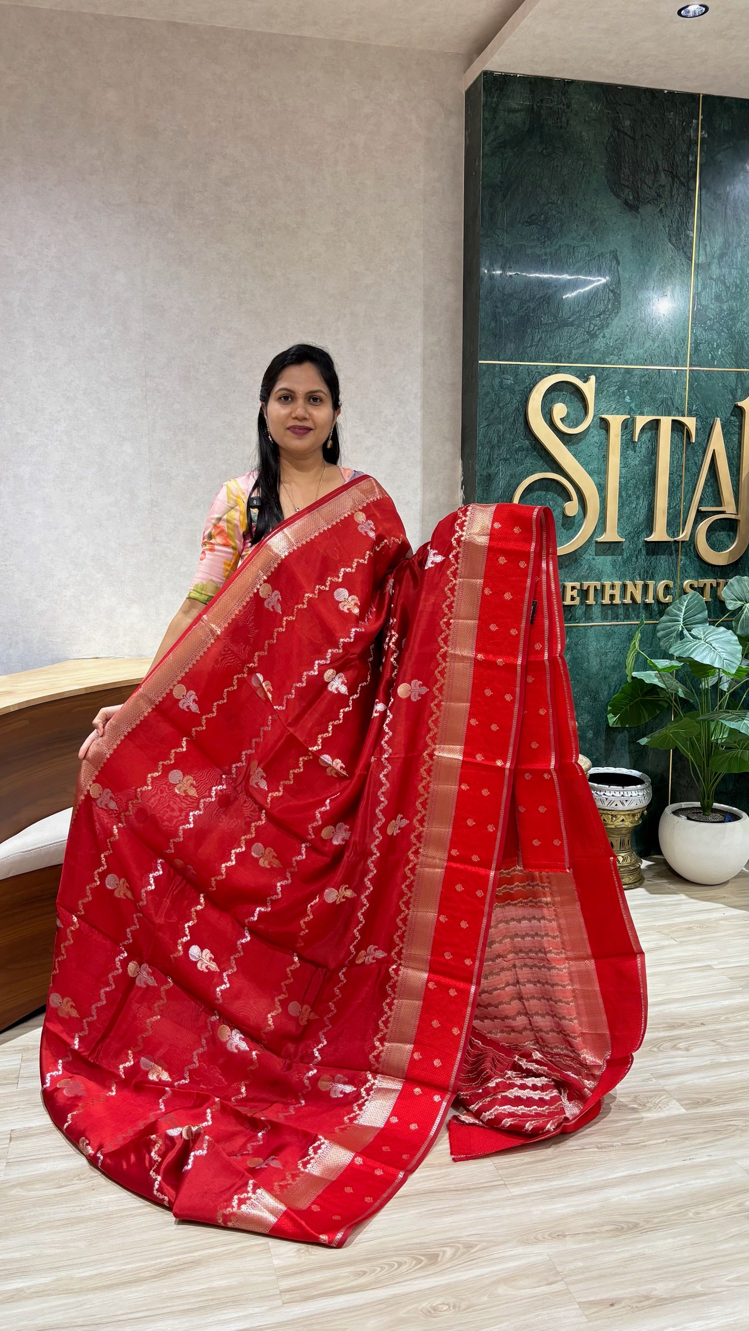 Pure chanderi saree red