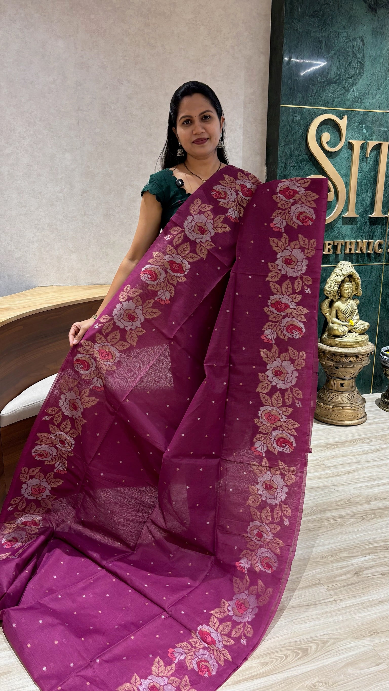 Madhuram linen magenta pink